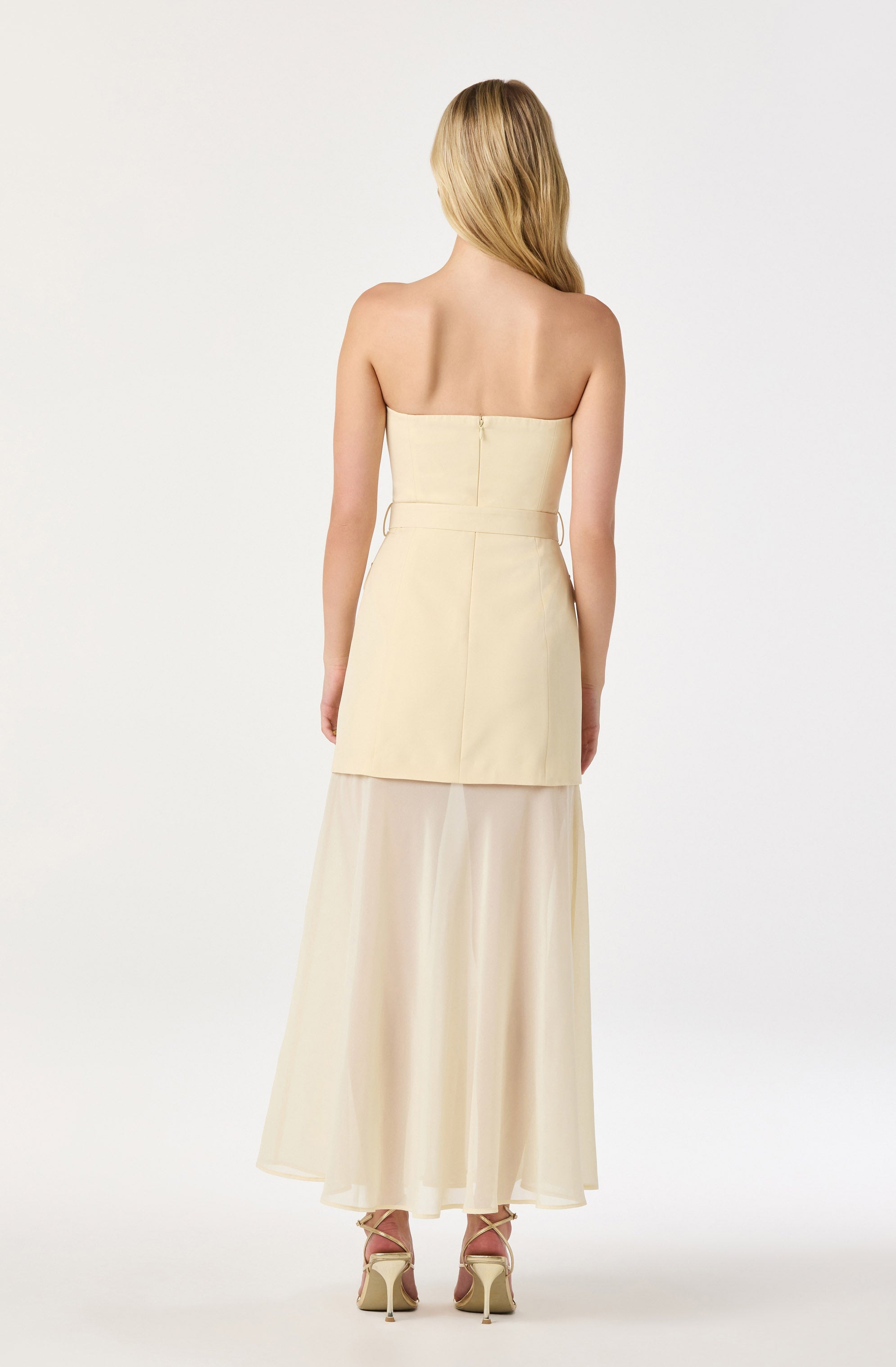 Strapless Contrast Belted Dress