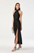 Jasmin Satin Halter Maxi Dress