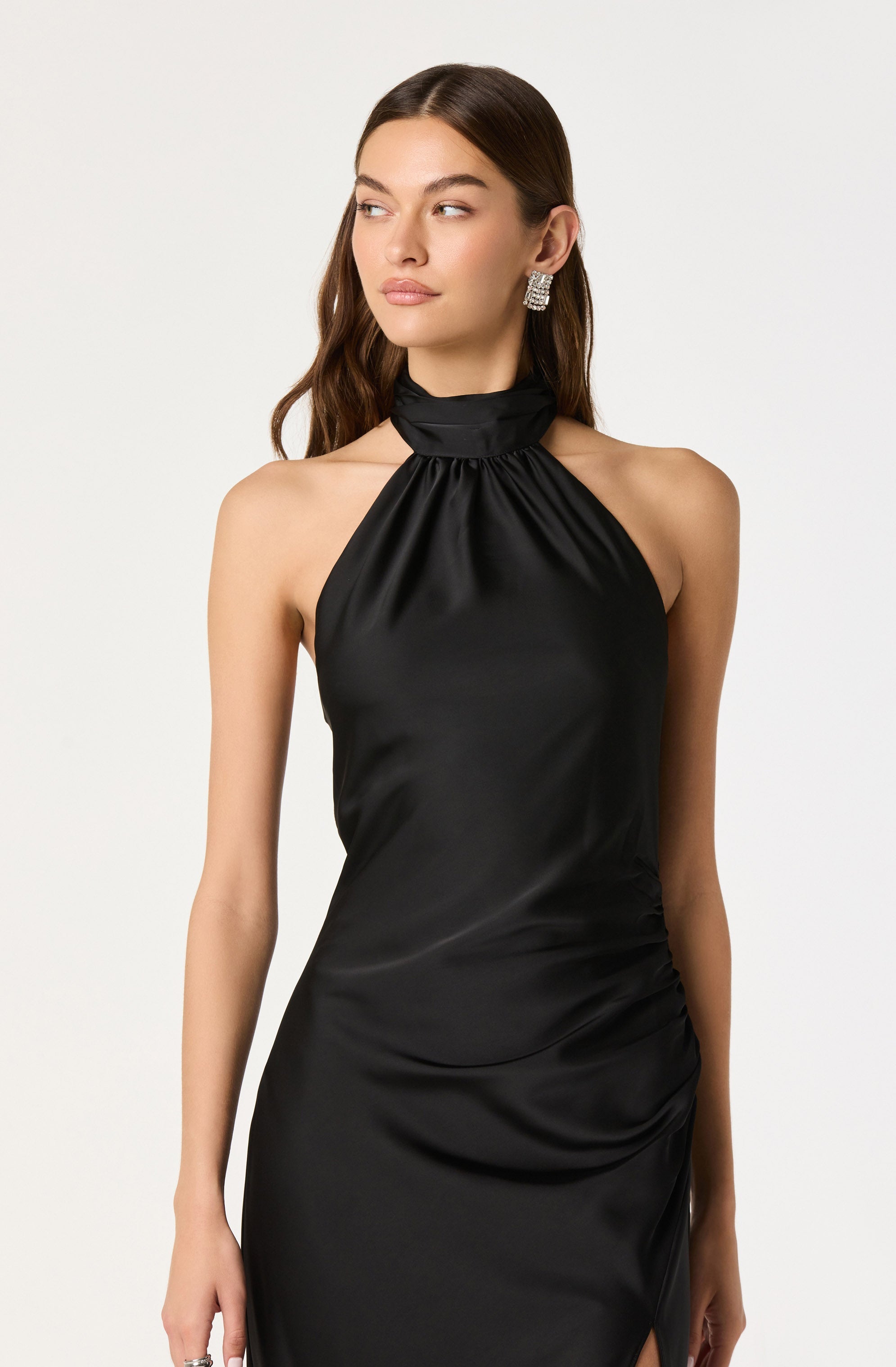 Jasmin Satin Halter Maxi Dress