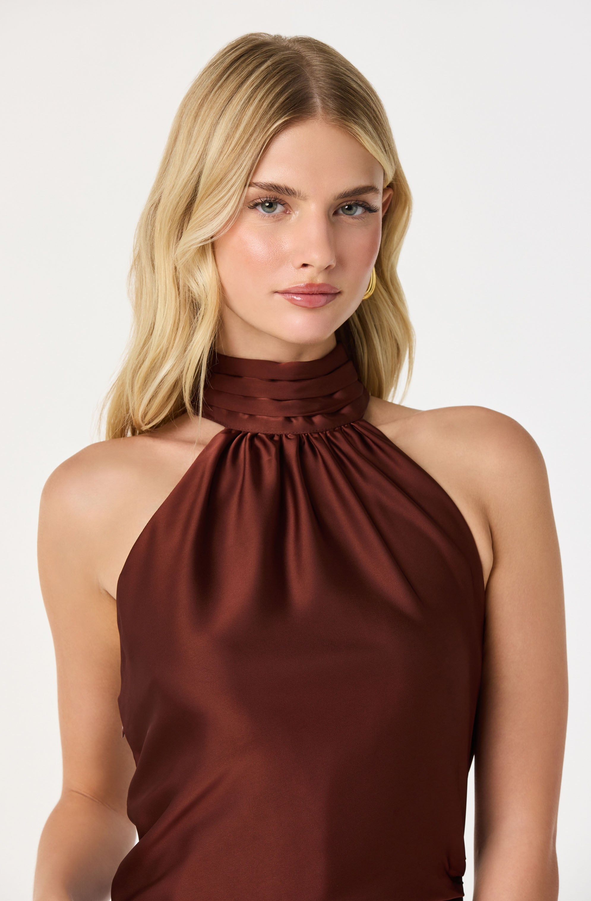 Jasmin Satin Halter Maxi Dress