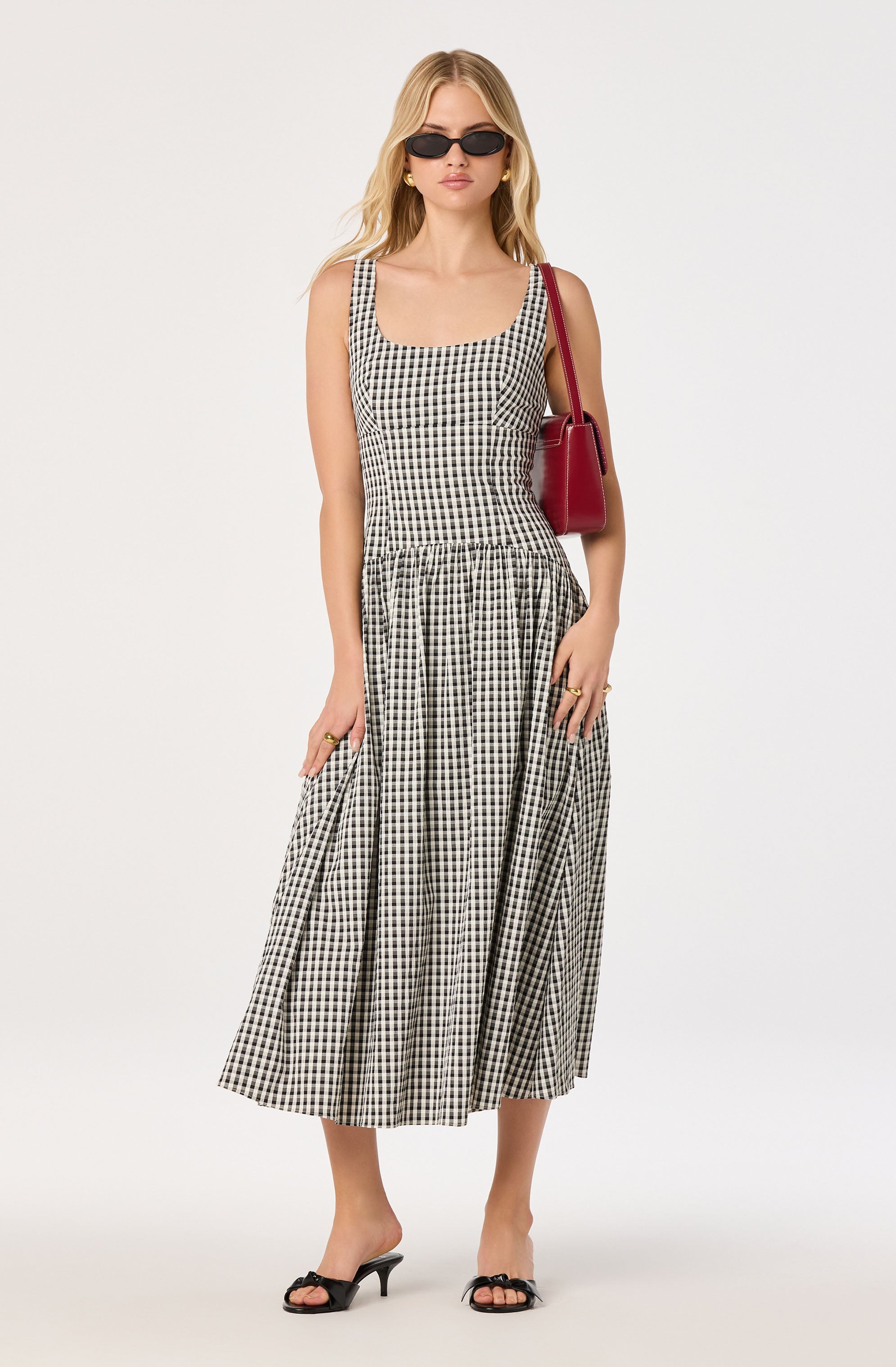 Cara Gingham Sleeveless Midi Dress