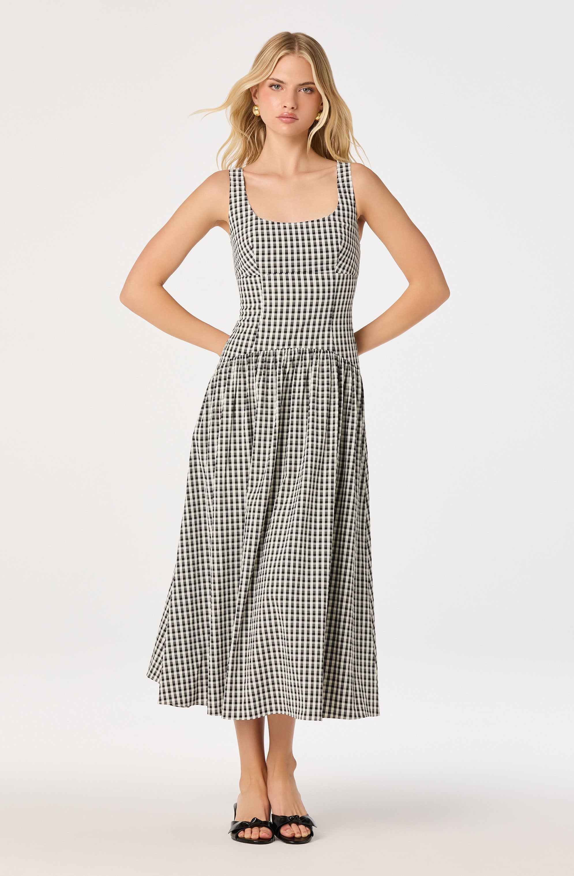 Cara Gingham Sleeveless Midi Dress