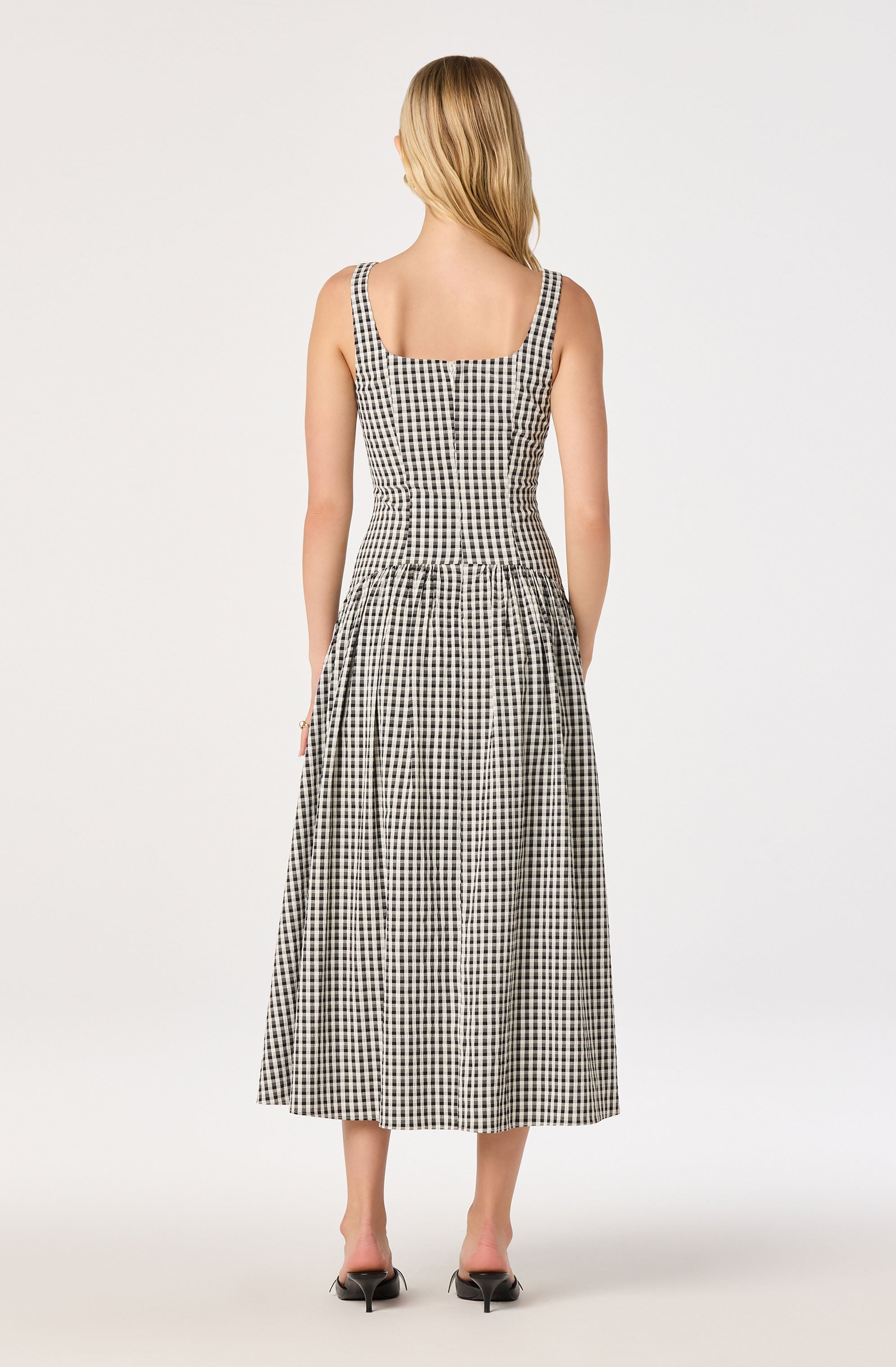 Cara Gingham Sleeveless Midi Dress