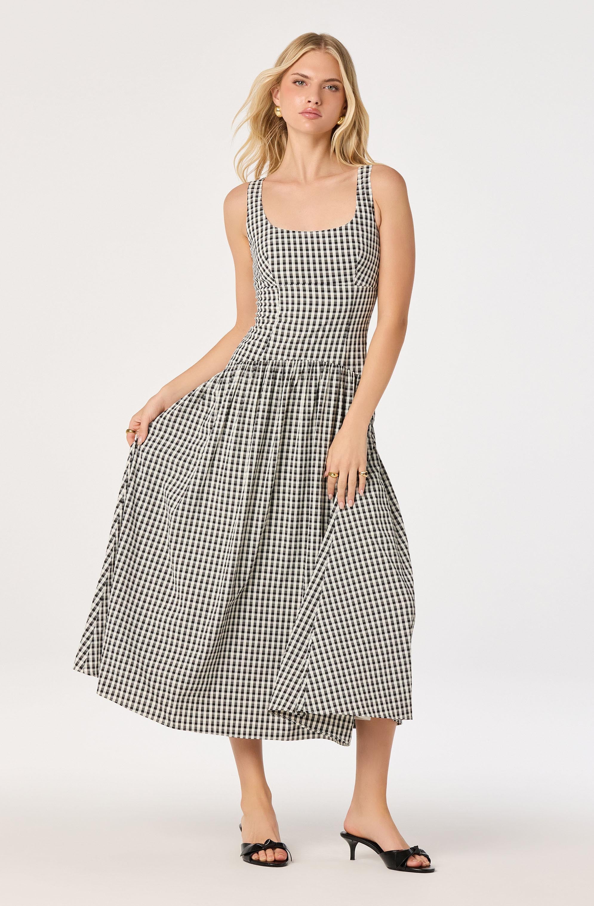 Cara Gingham Sleeveless Midi Dress