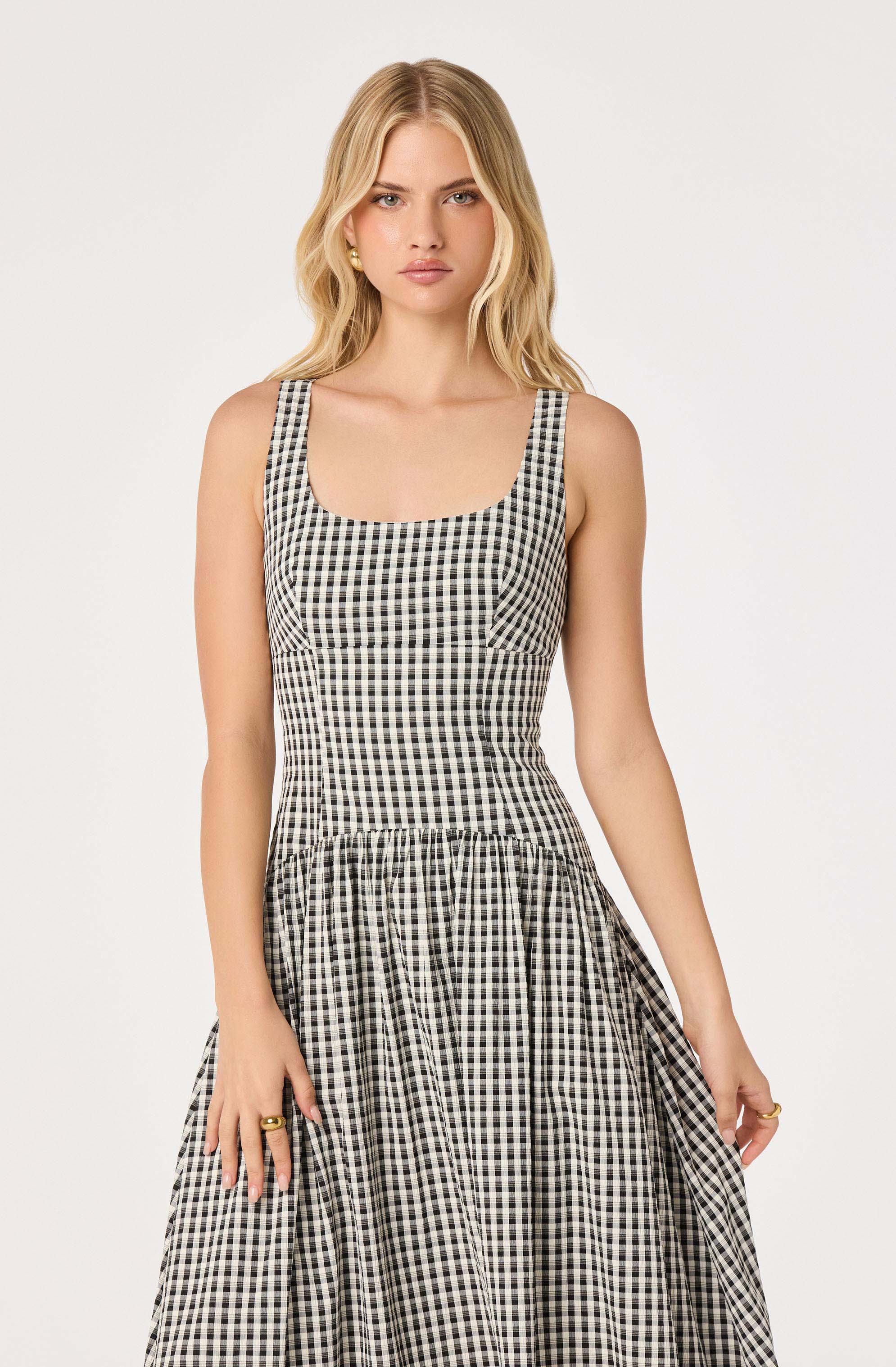 Cara Gingham Sleeveless Midi Dress