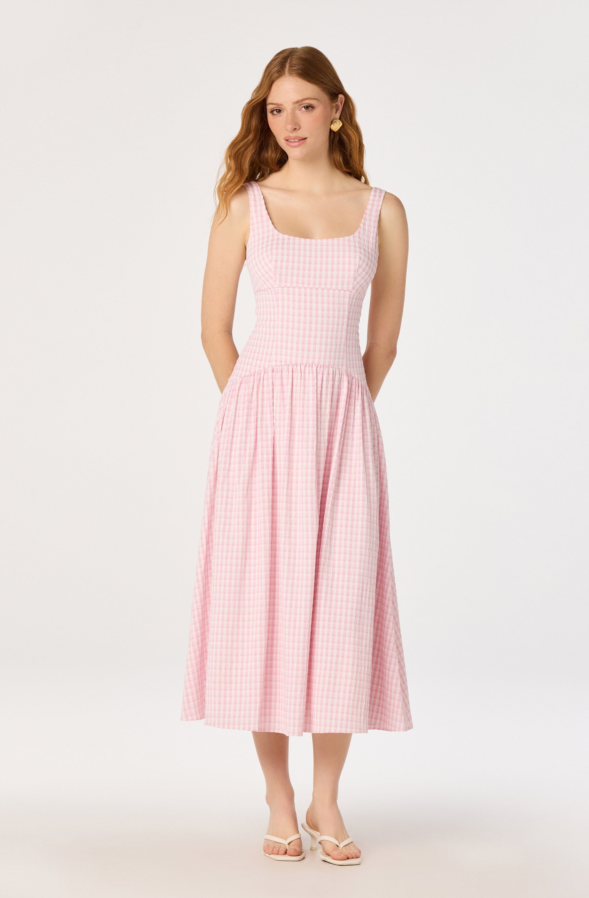 Cara Gingham Sleeveless Midi Dress
