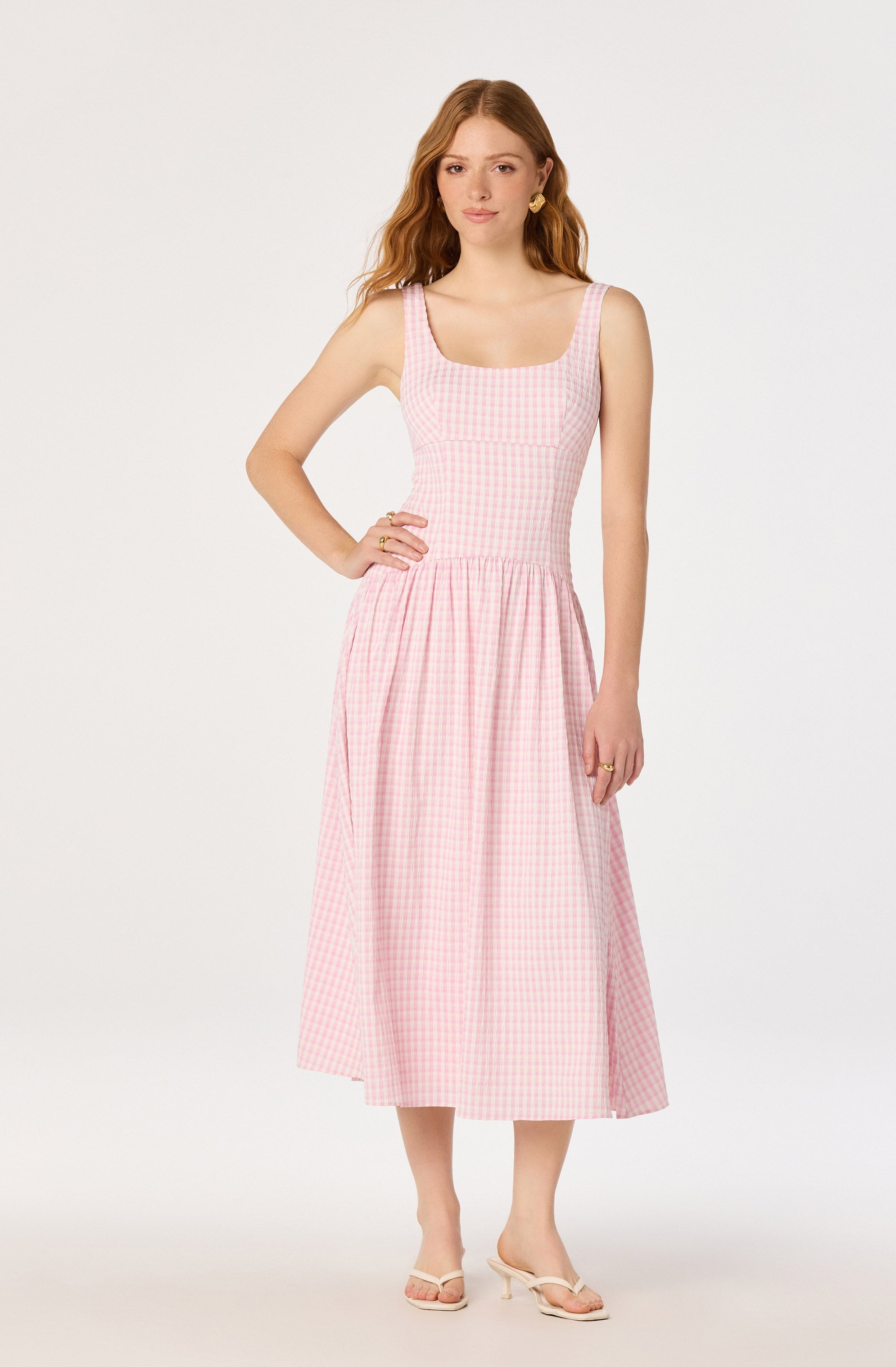 Cara Gingham Sleeveless Midi Dress