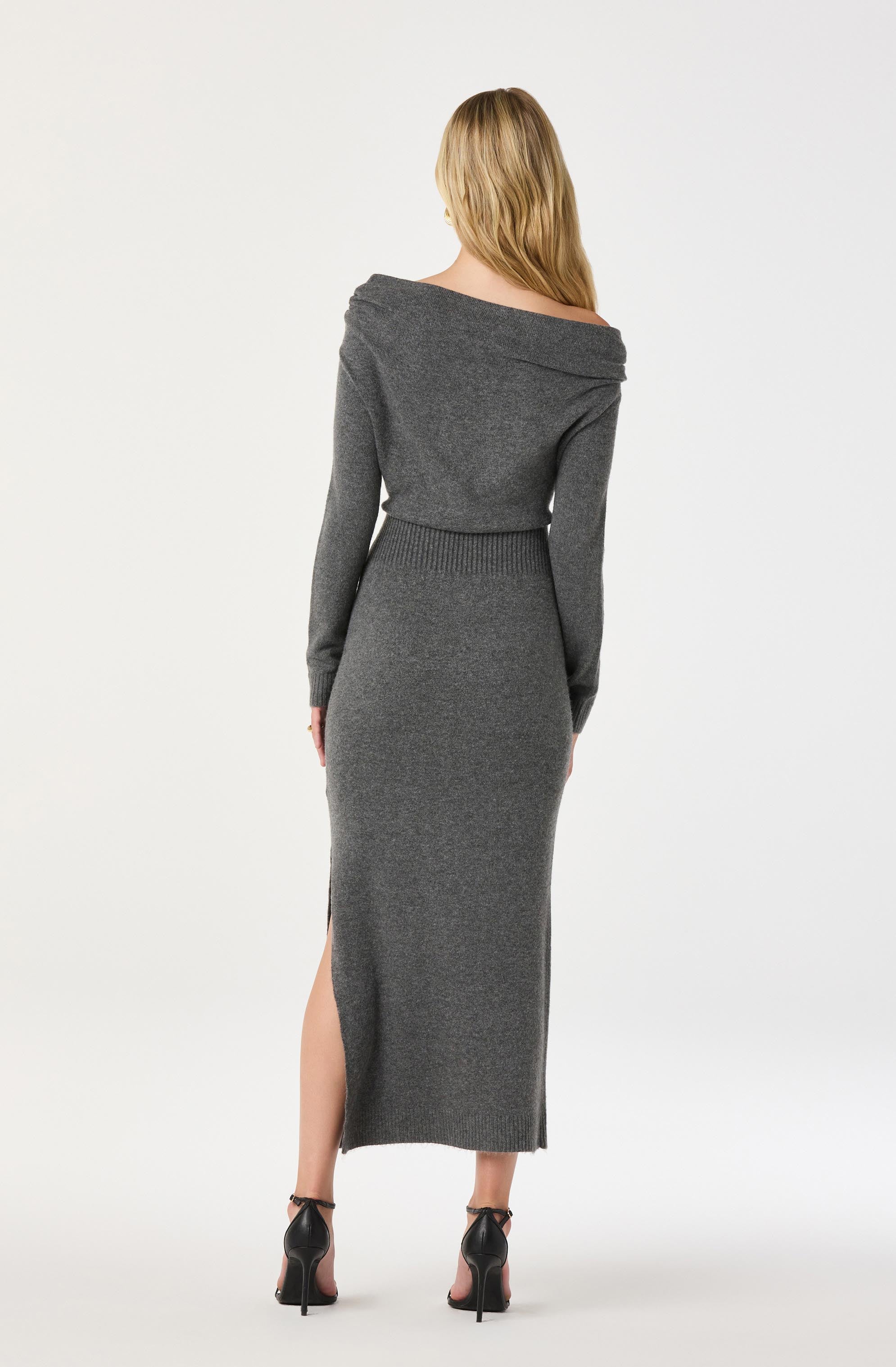 One Shoulder Midi Sweater Dress