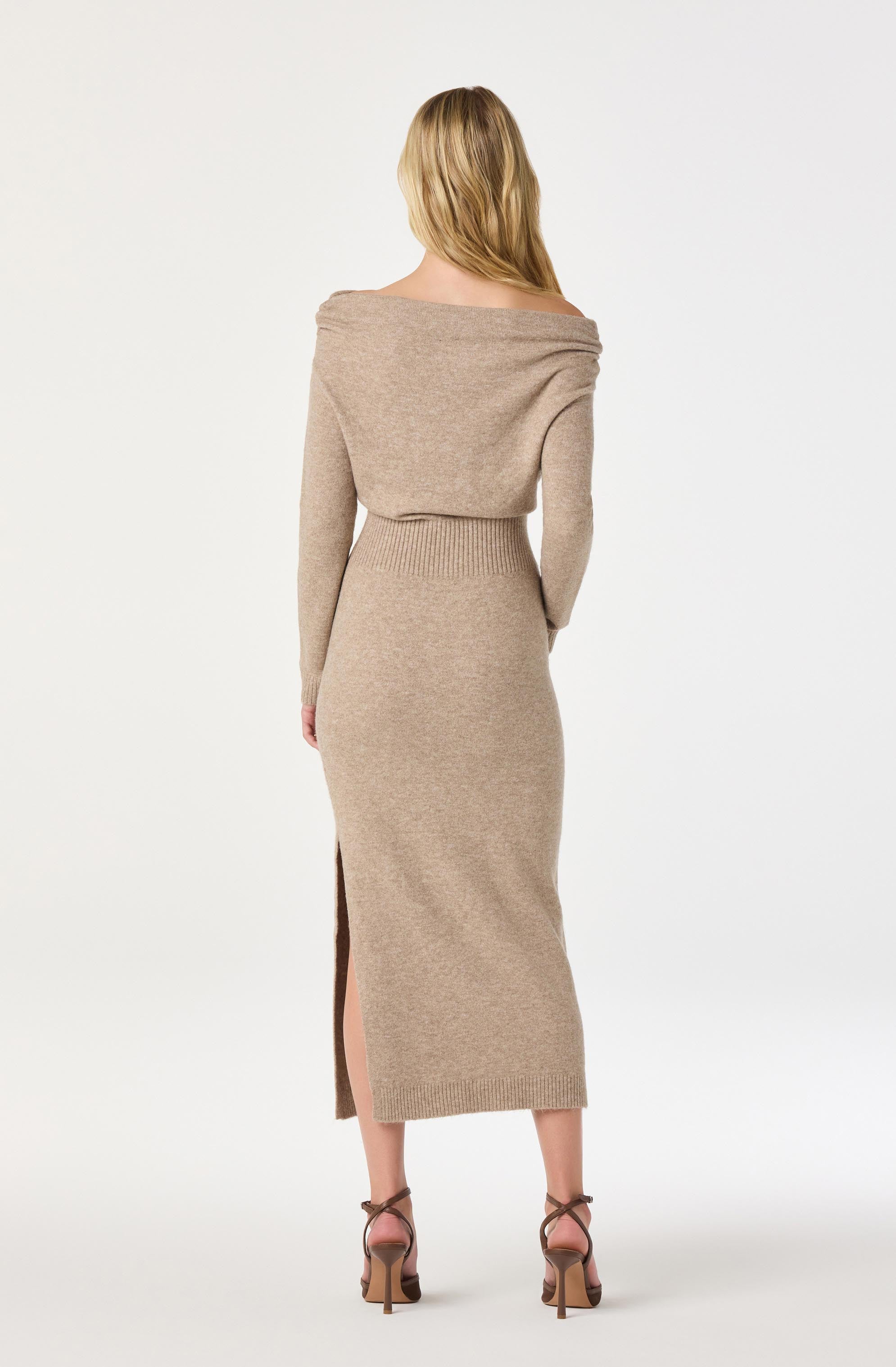 One Shoulder Midi Sweater Dress