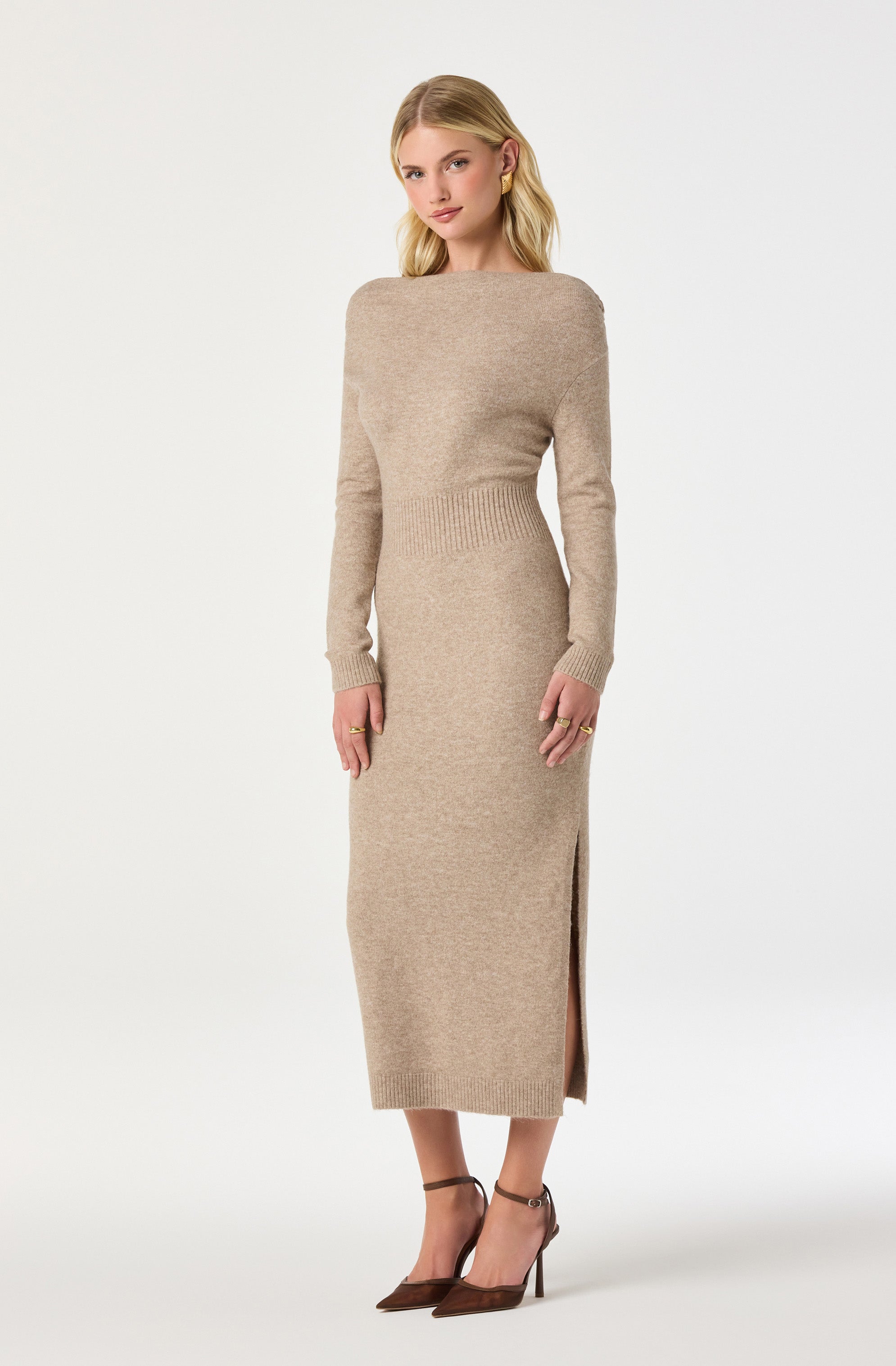 One Shoulder Midi Sweater Dress