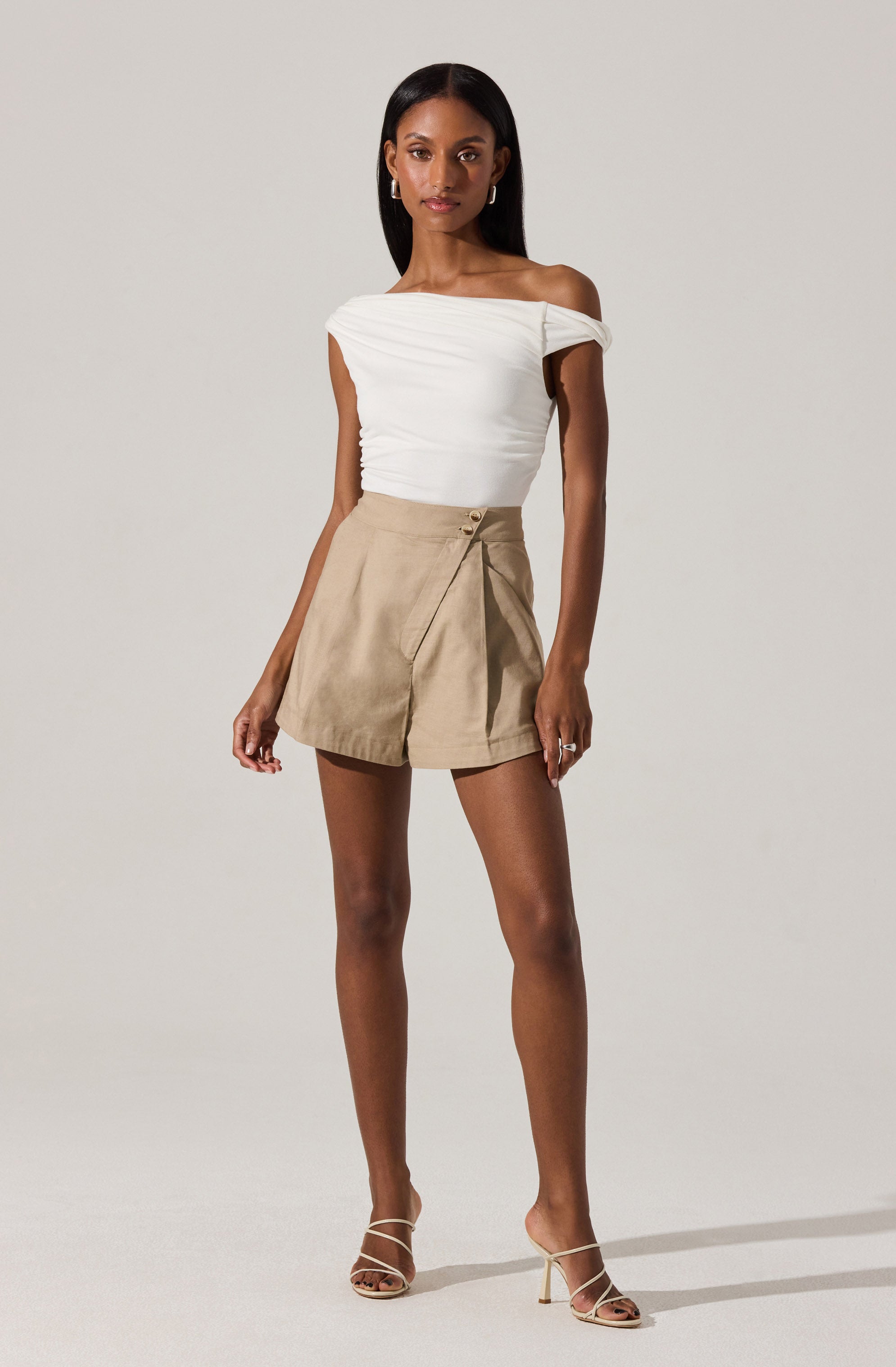 Asymmetric Linen Shorts