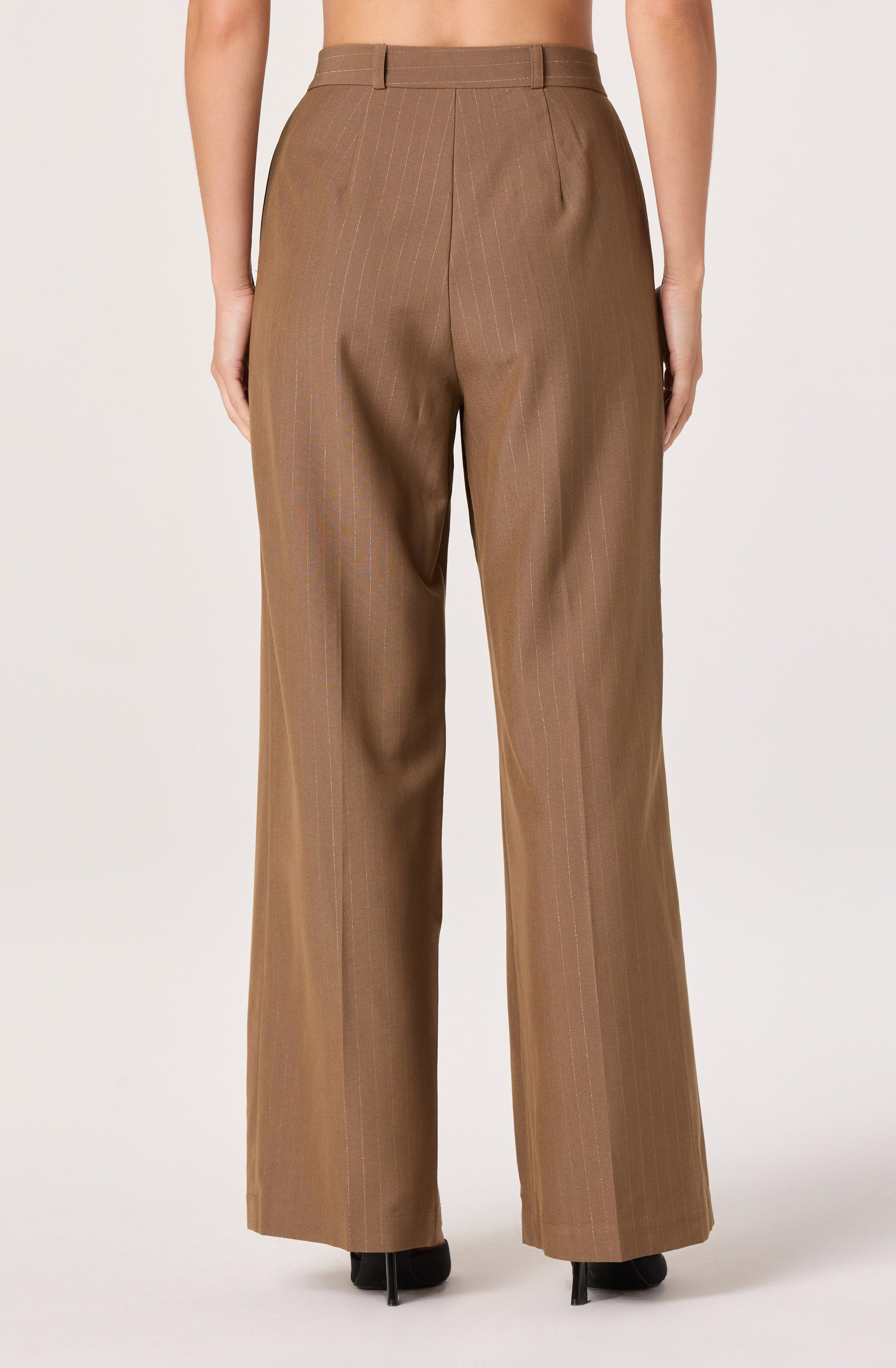 Pleated Metallic Pinstripe Trouser