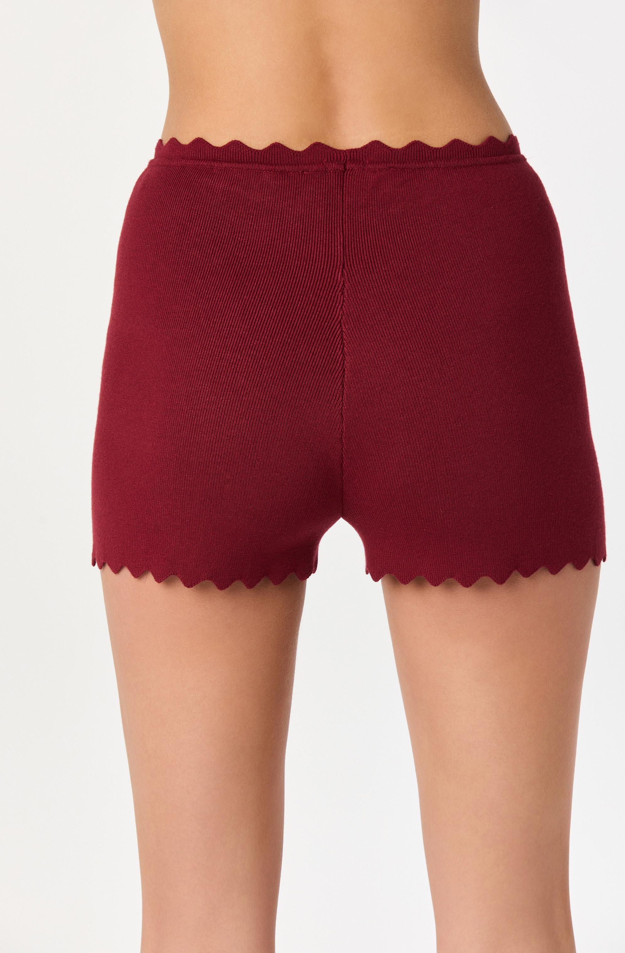 Scalloped Trim Sweater Shorts