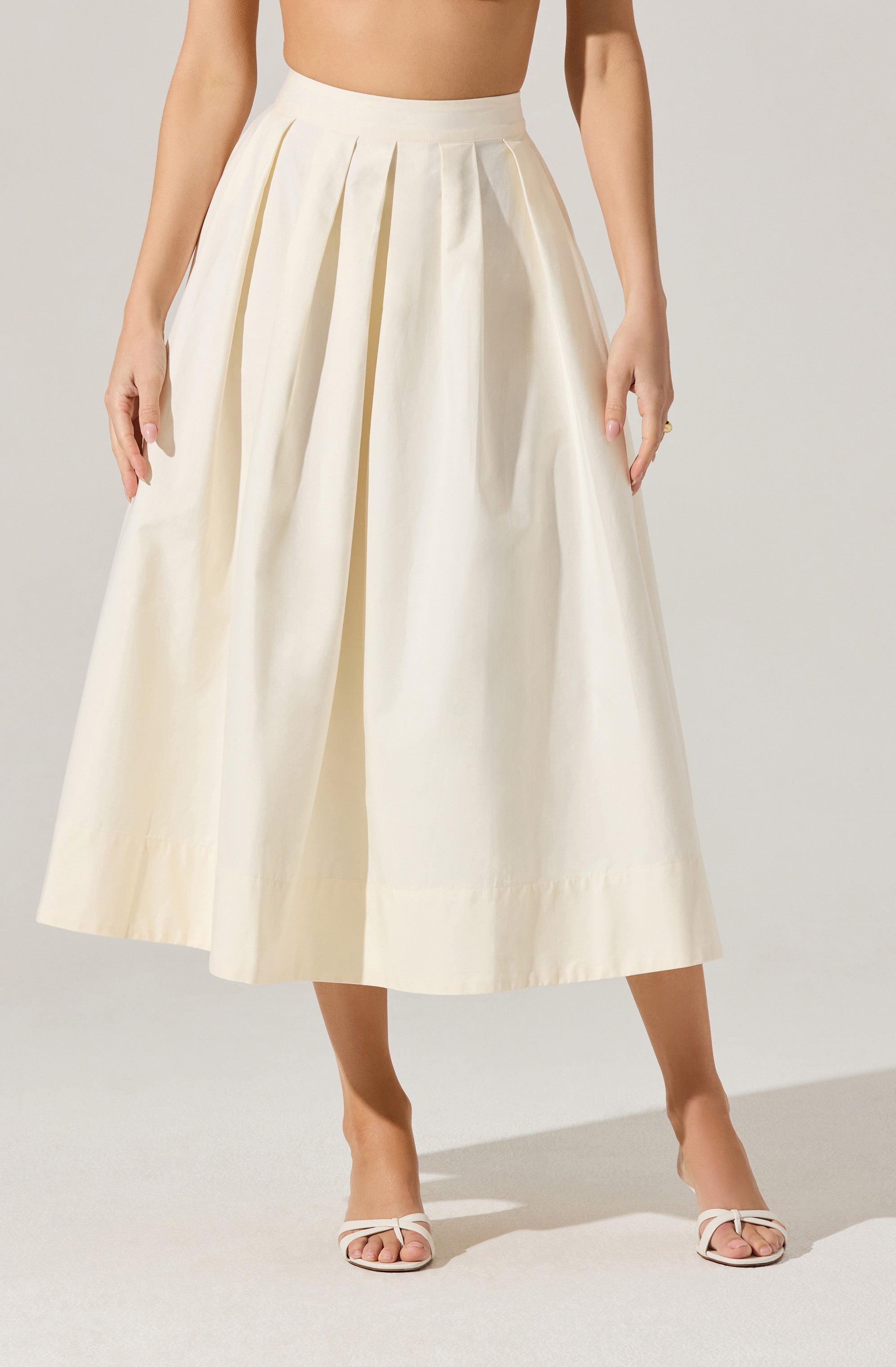 Full Flared Poplin Midi Skirt