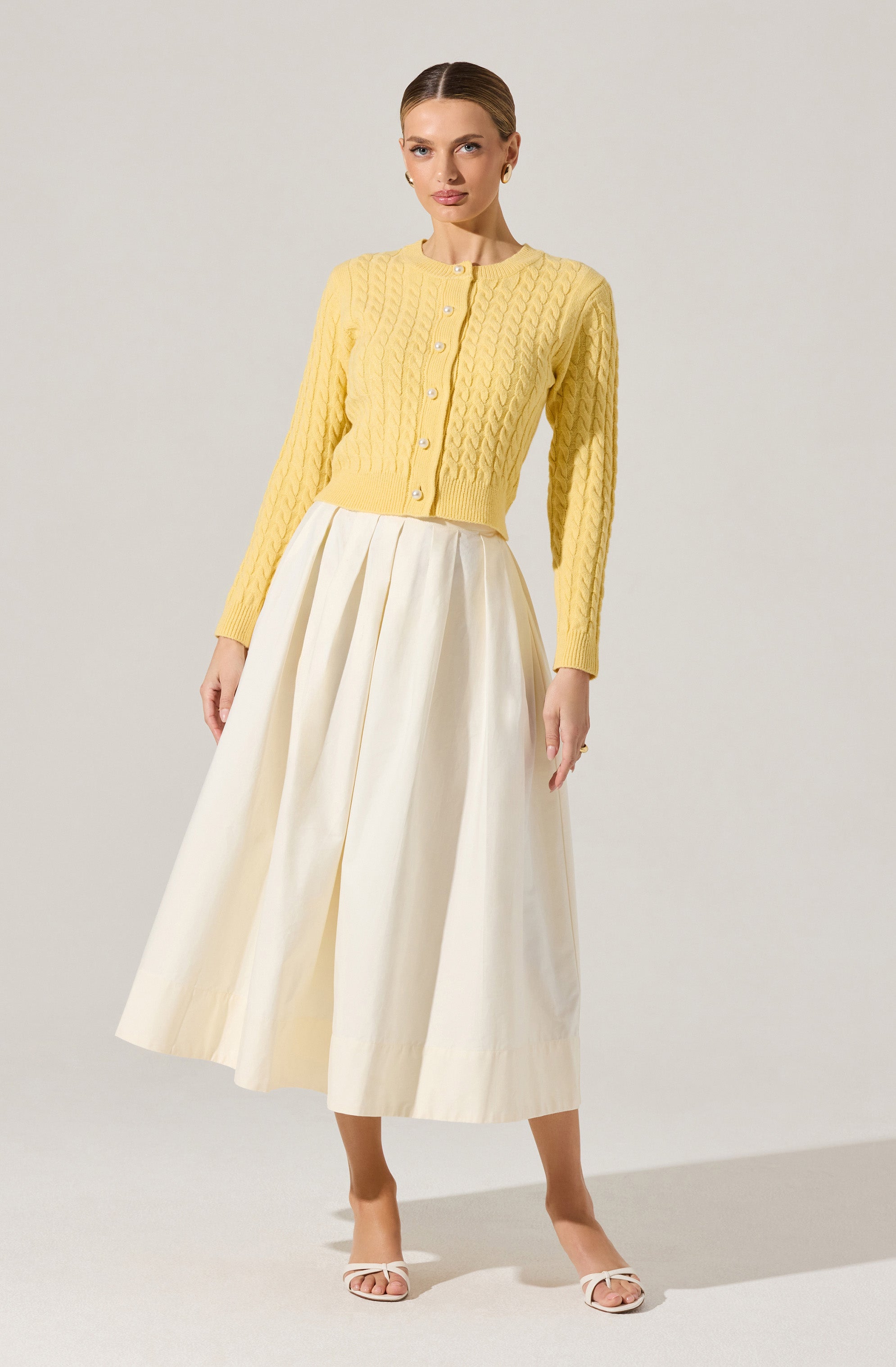Full Flared Poplin Midi Skirt