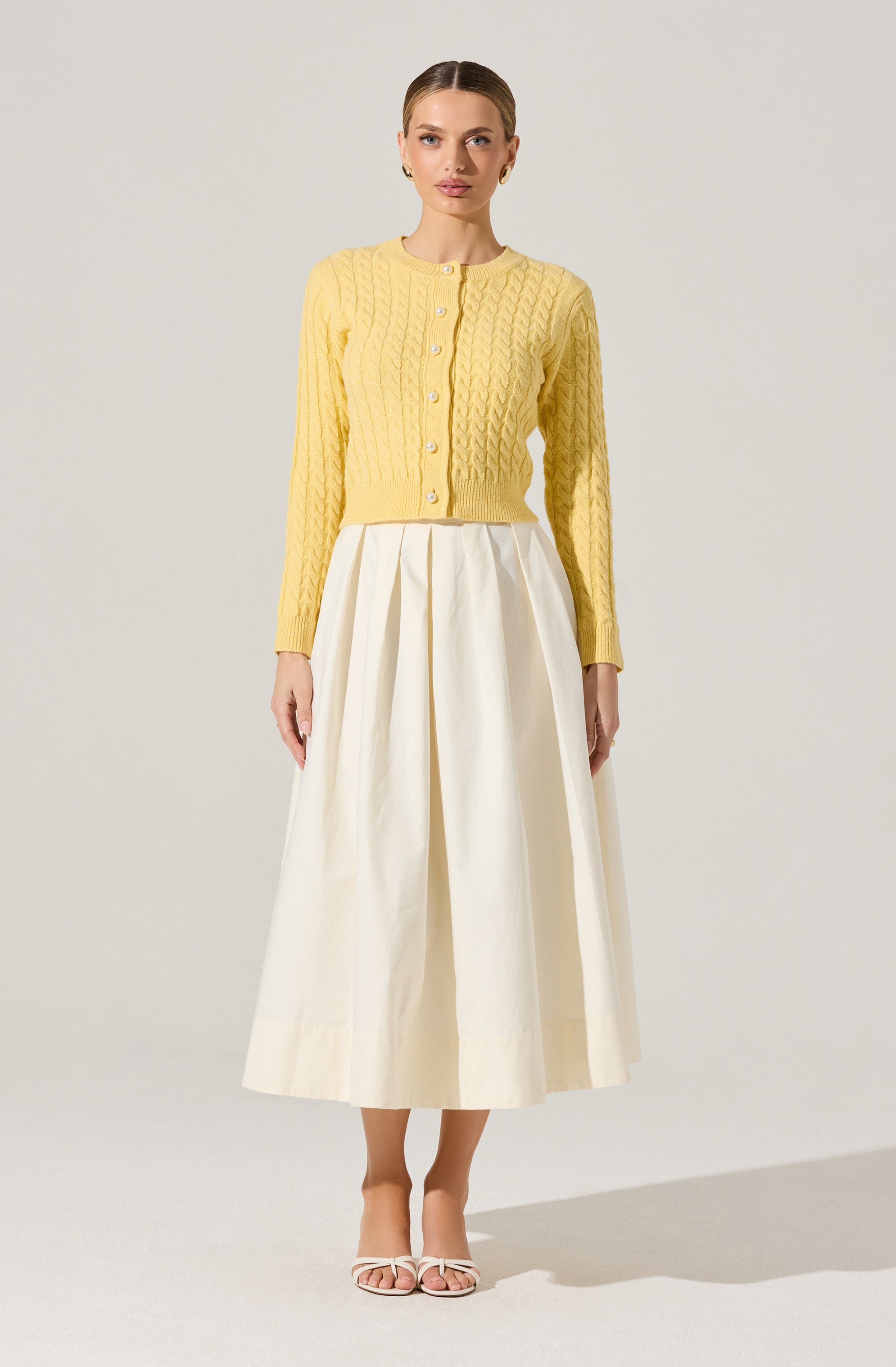 Full Flared Poplin Midi Skirt