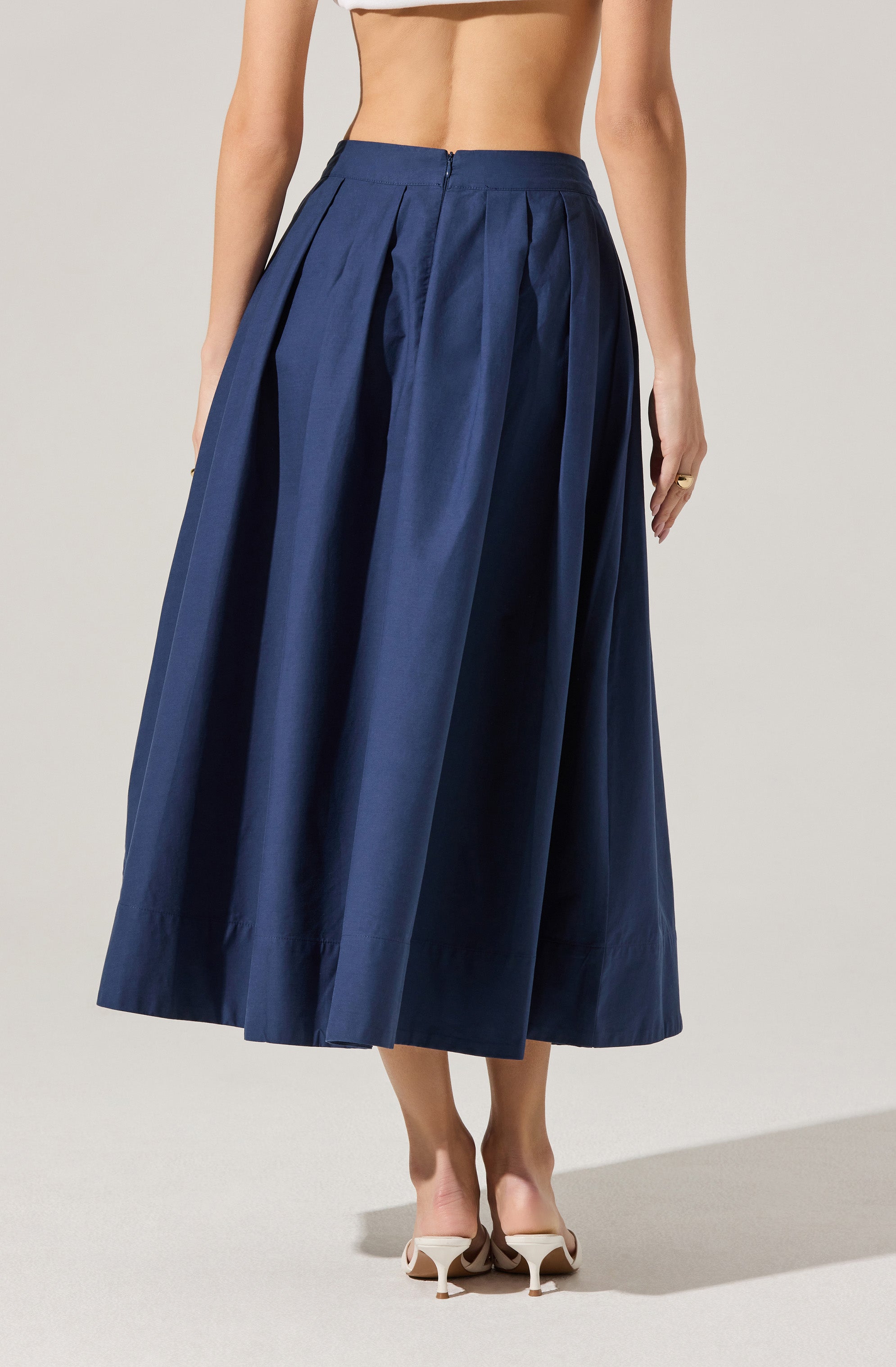 Full Flared Poplin Midi Skirt