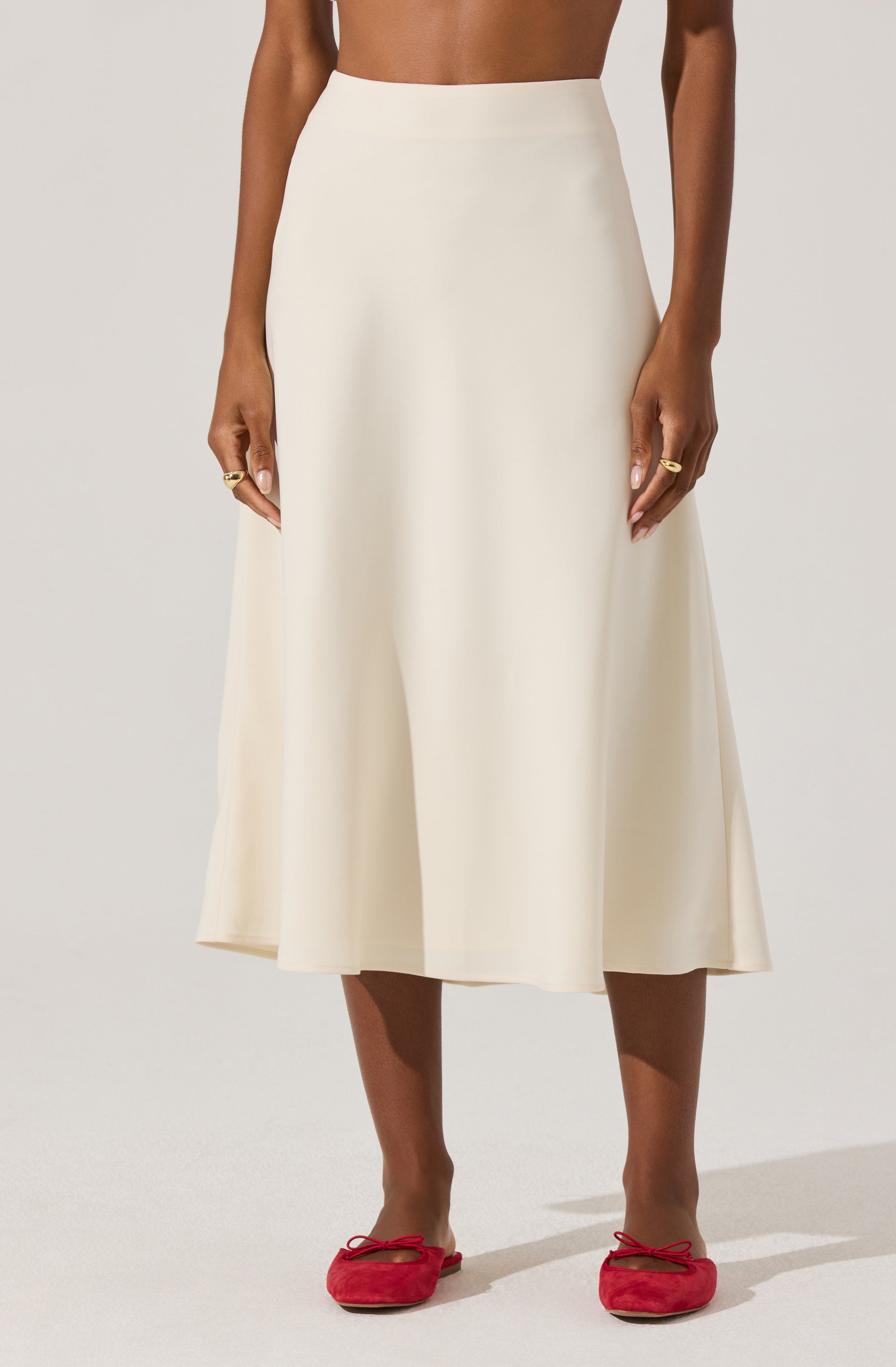 Woven A-Line Midi Skirt