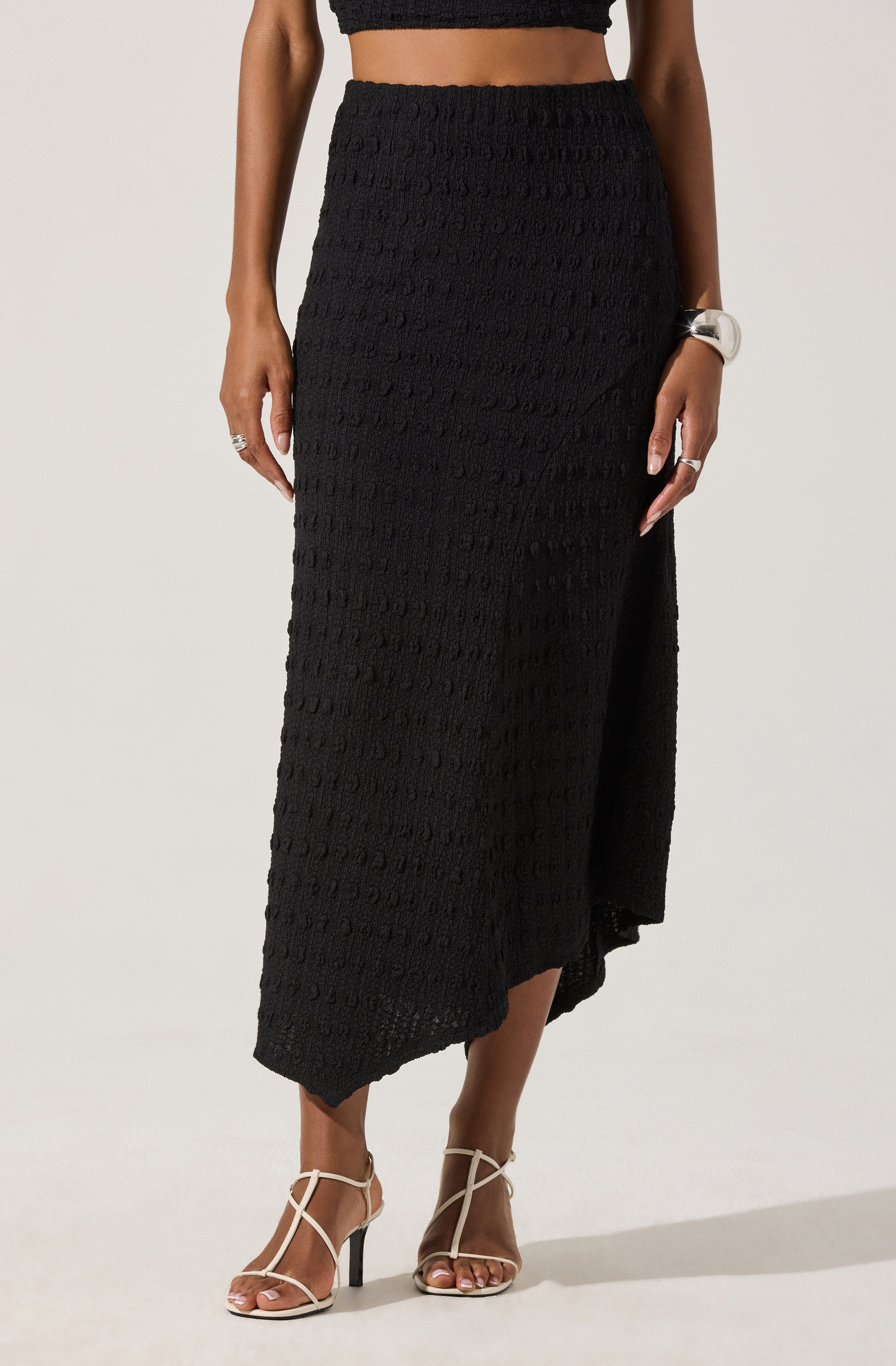 Textured Asymmetric Knit Skirt