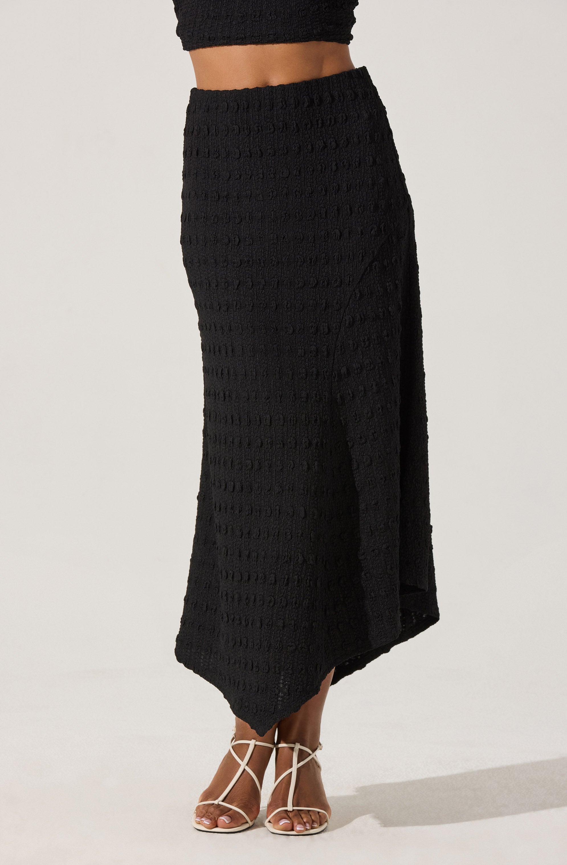 Textured Asymmetric Knit Skirt