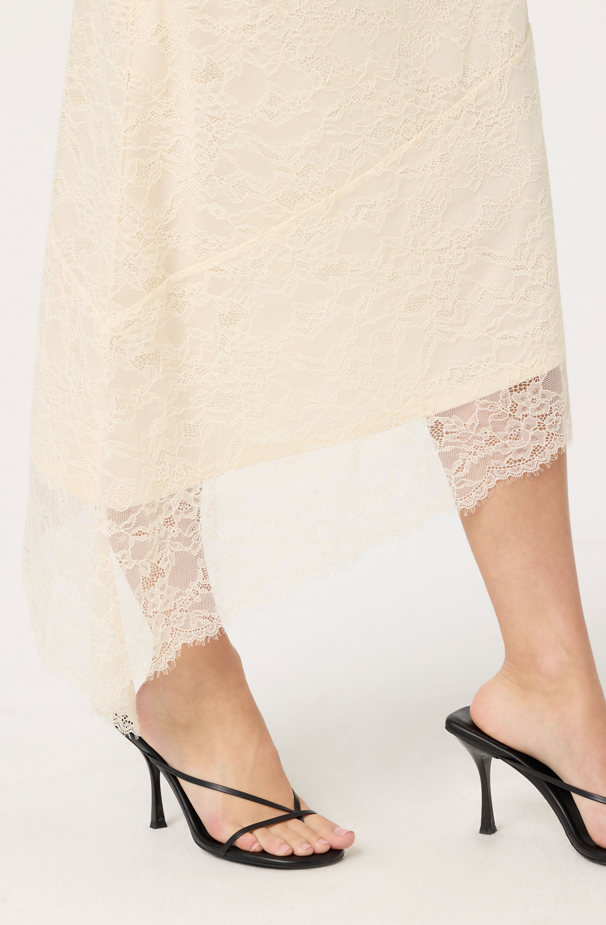 Asymmetrical Lace Midi Skirt