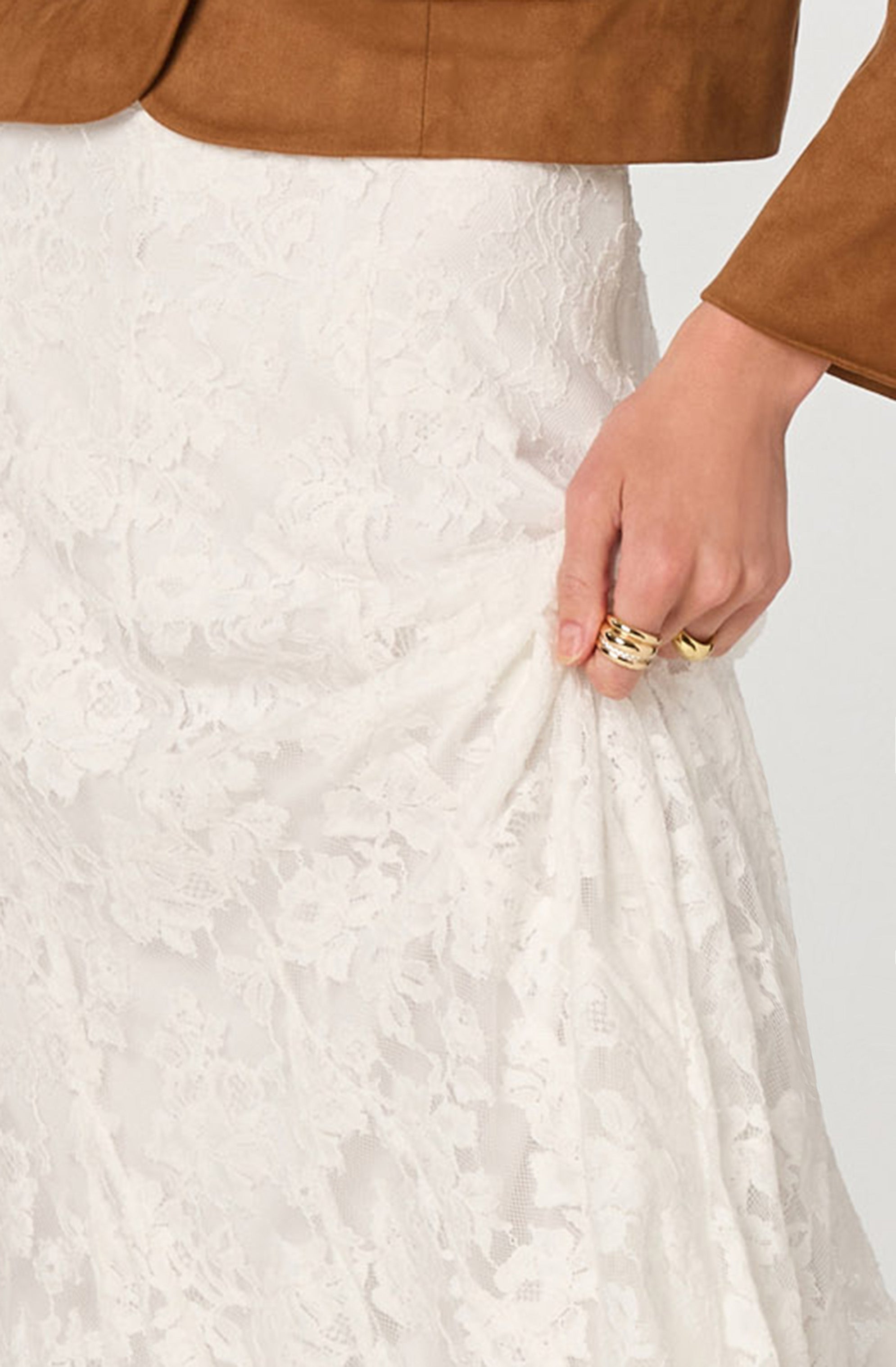 Lace Godet Midi Skirt