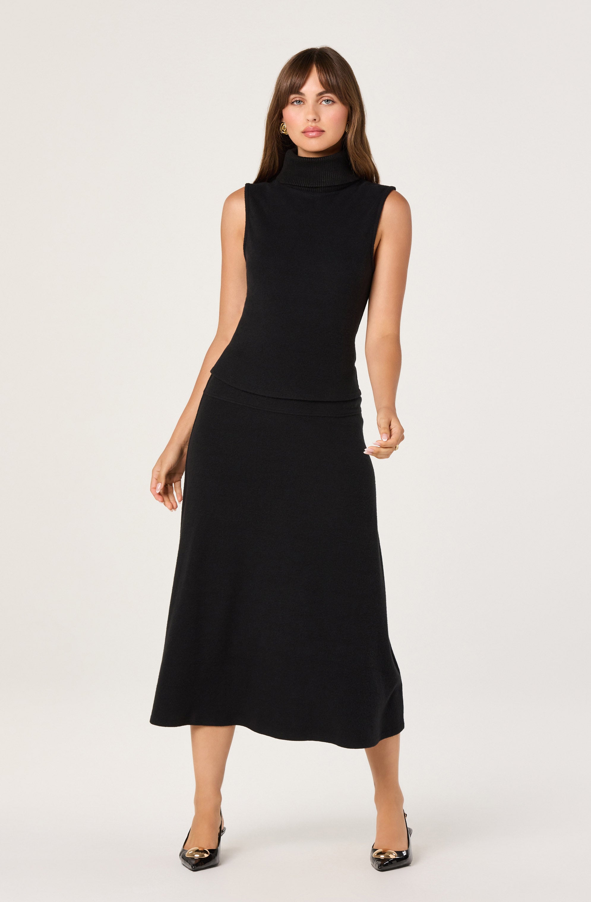 Knit A-line Midi Skirt