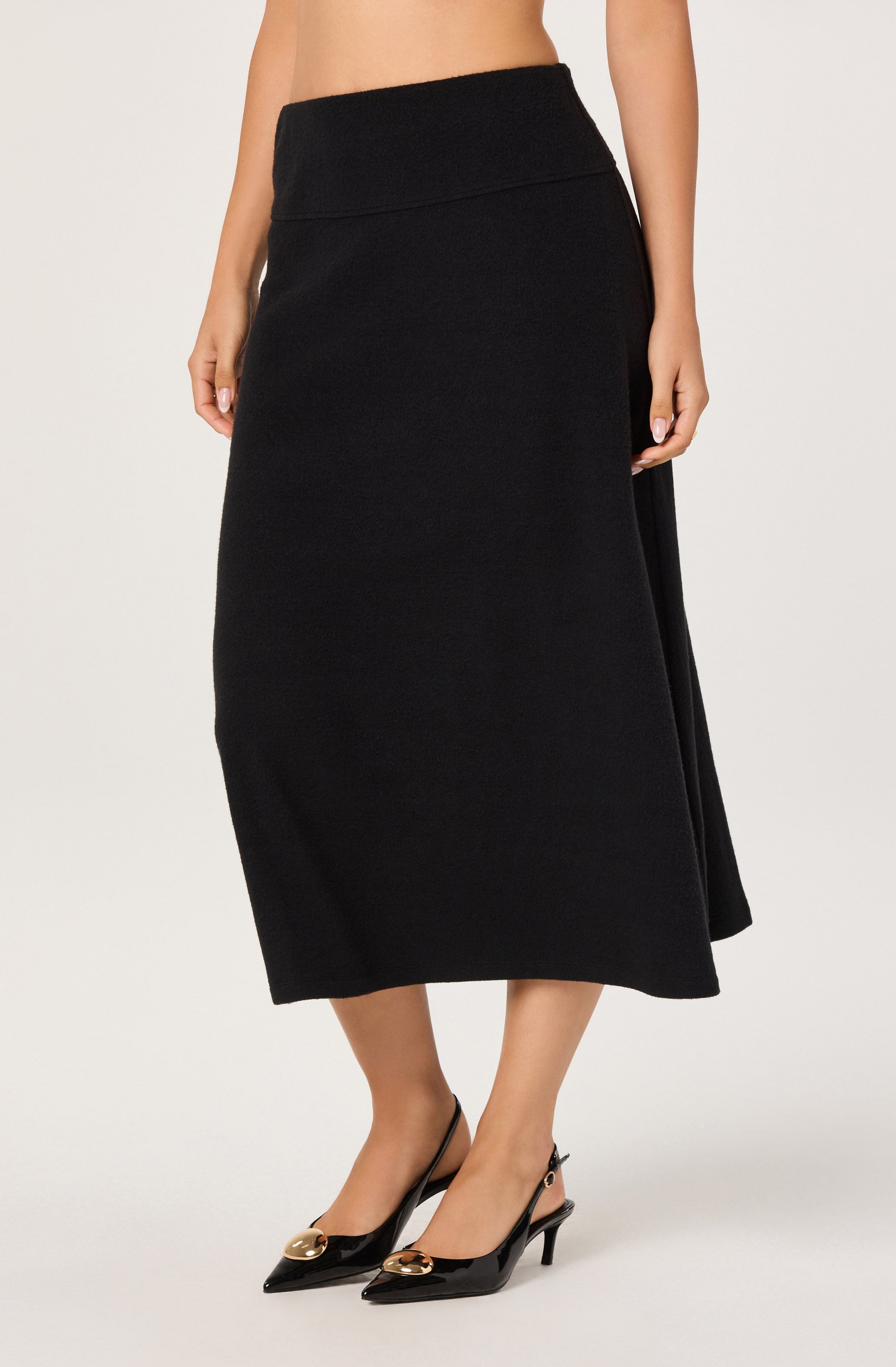 Knit A-line Midi Skirt