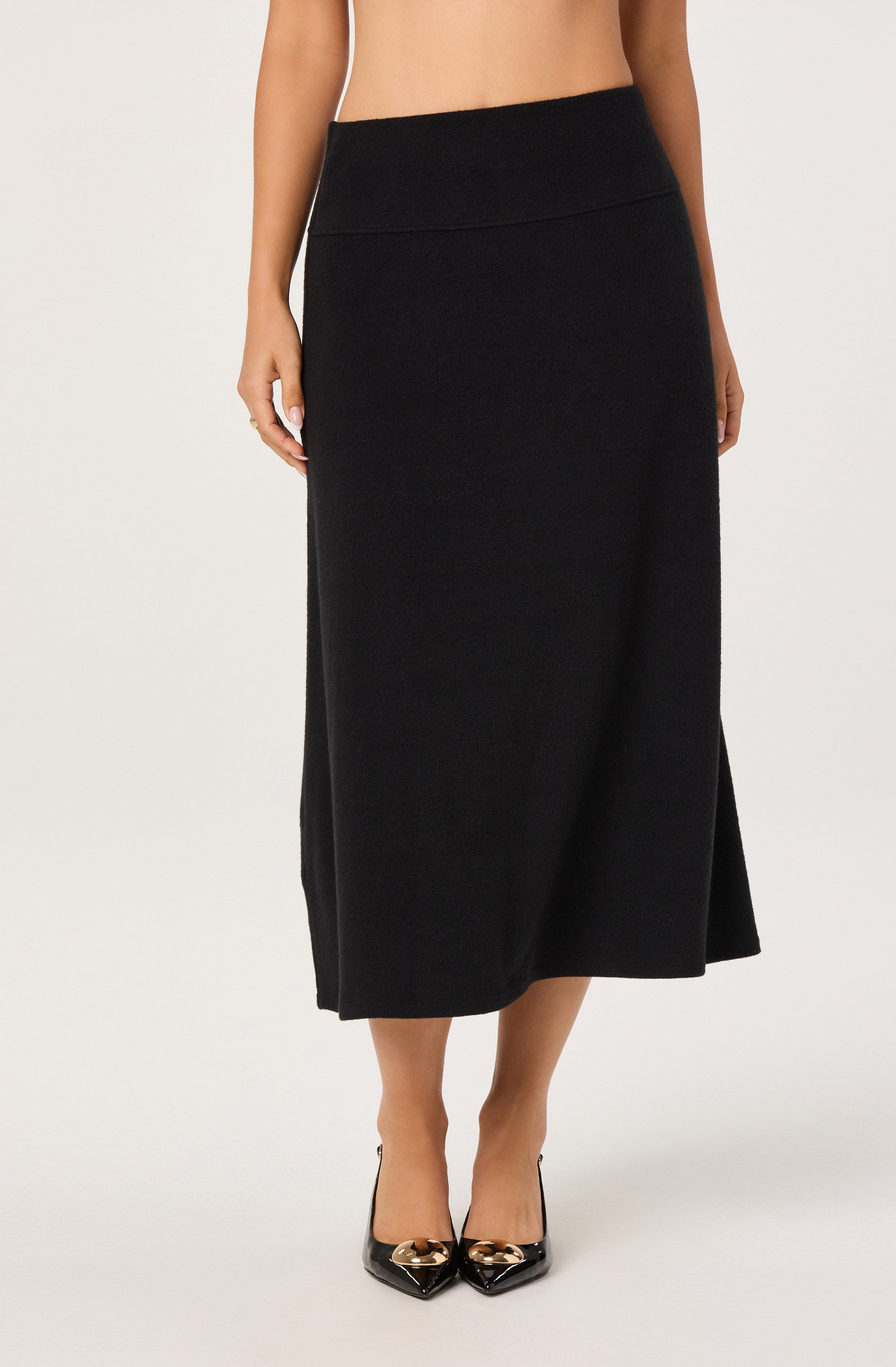 Knit A-line Midi Skirt
