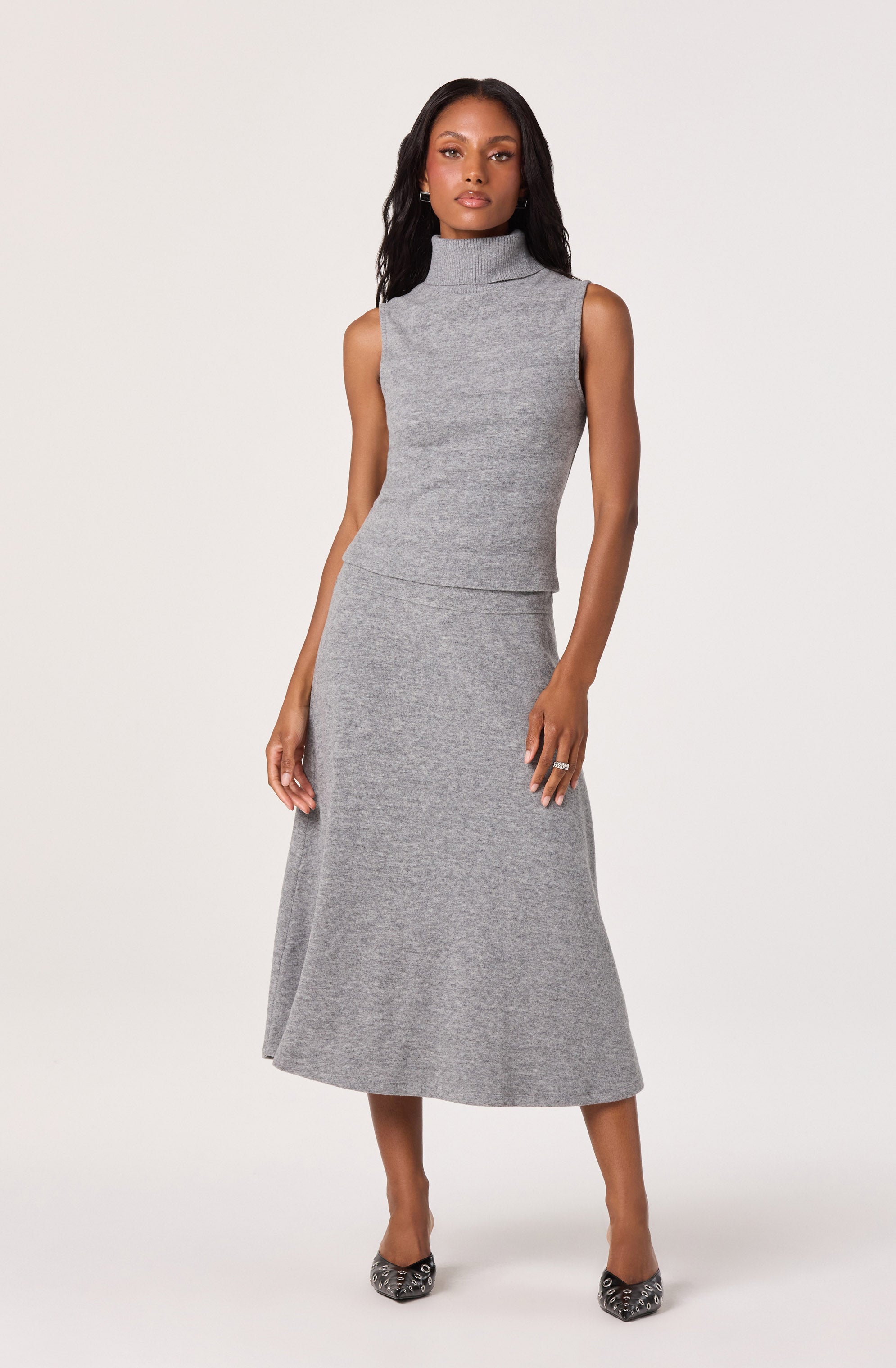 Knit A-line Midi Skirt