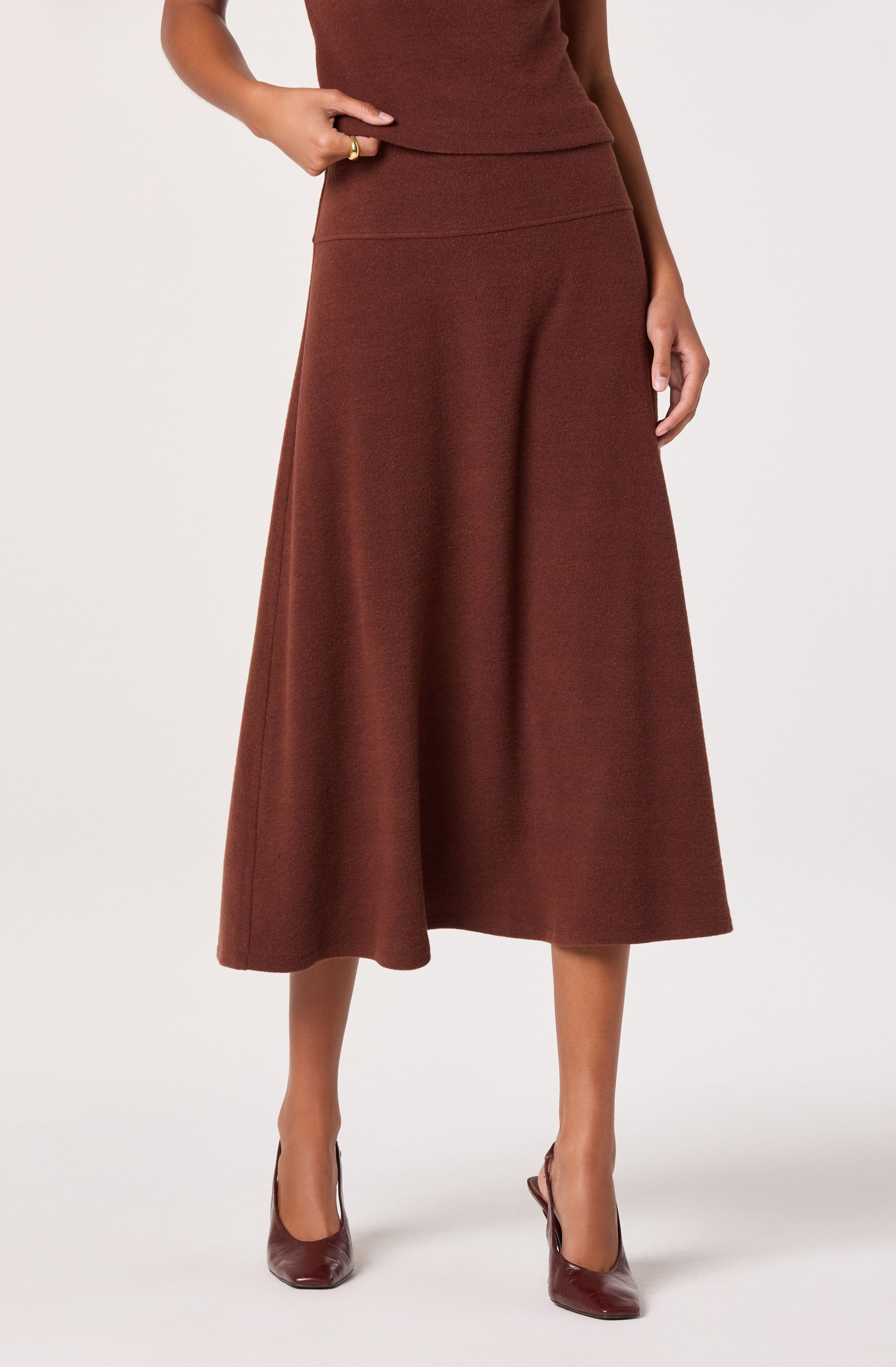 Knit A-line Midi Skirt