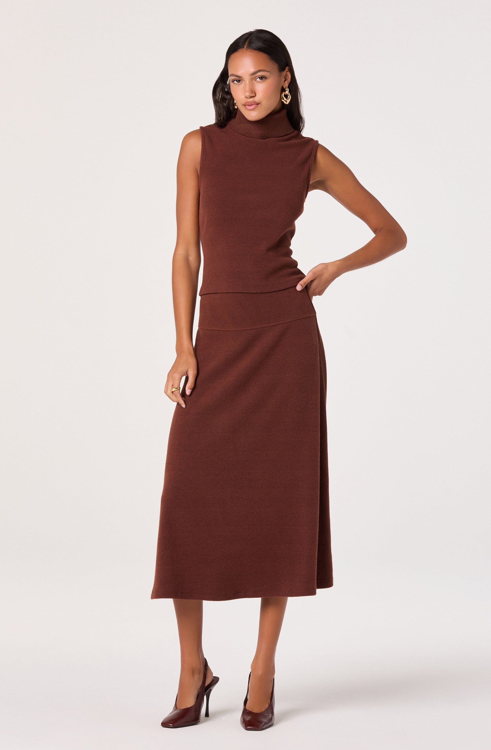 Knit A-line Midi Skirt