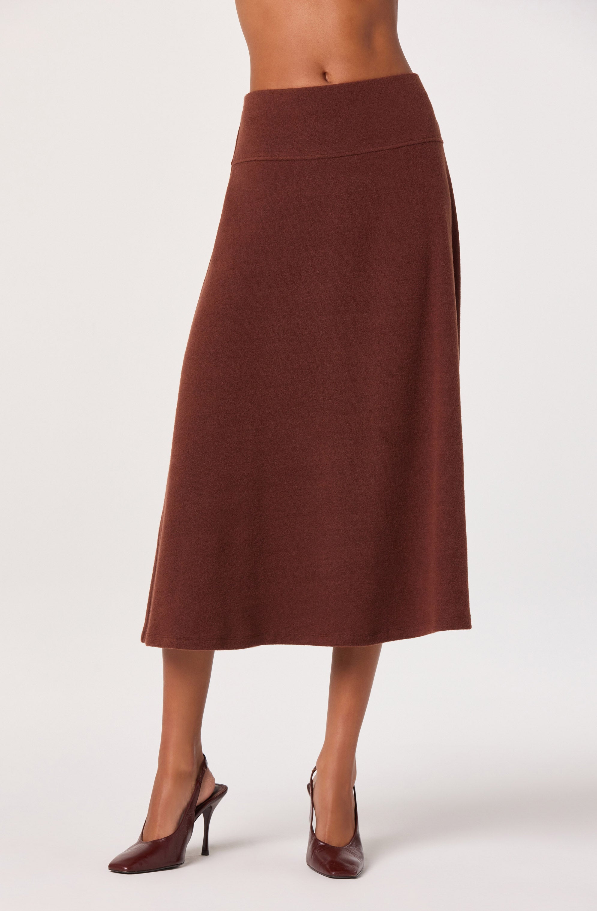Knit A-line Midi Skirt