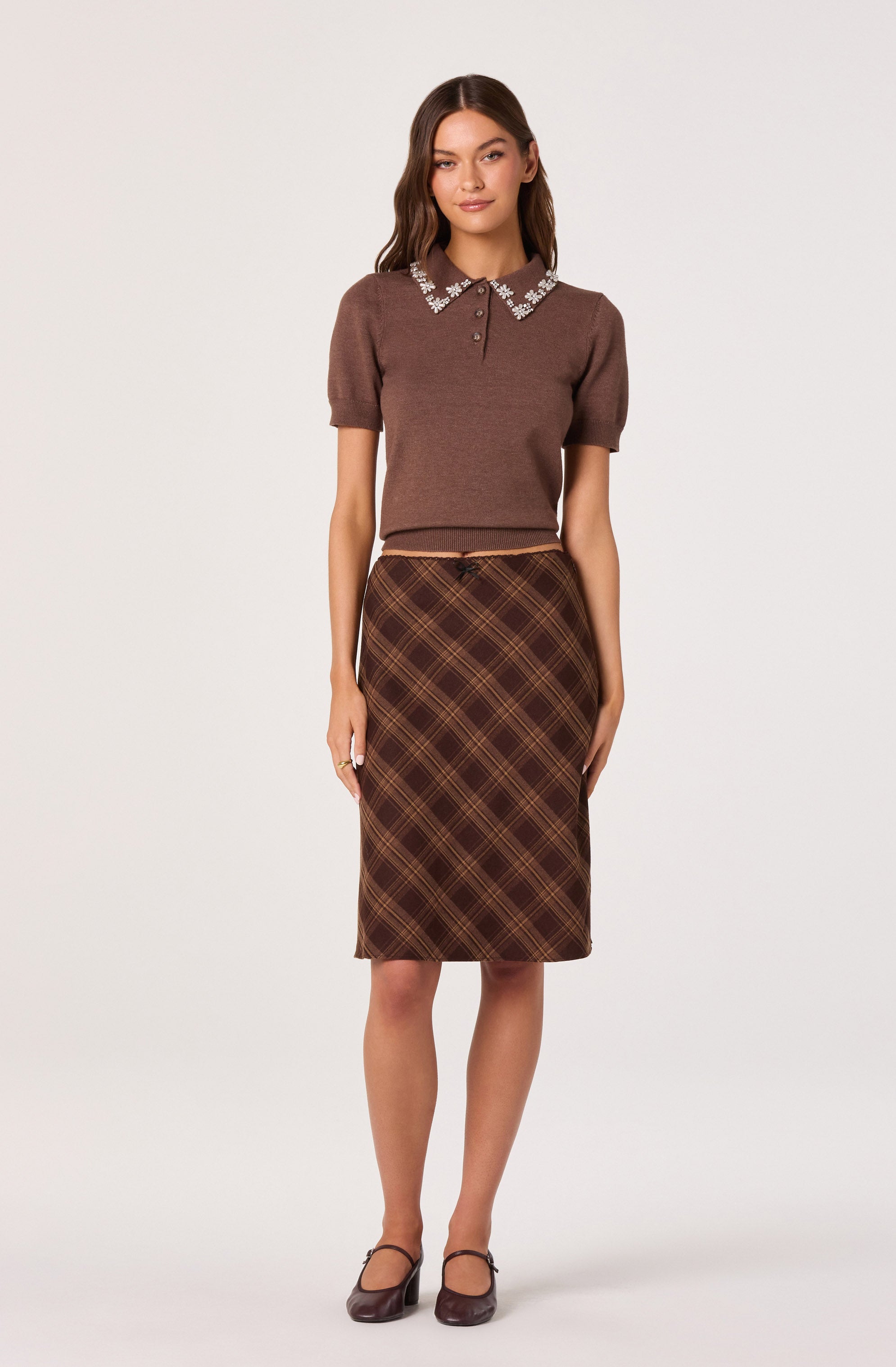 Plaid A-line Slip Skirt