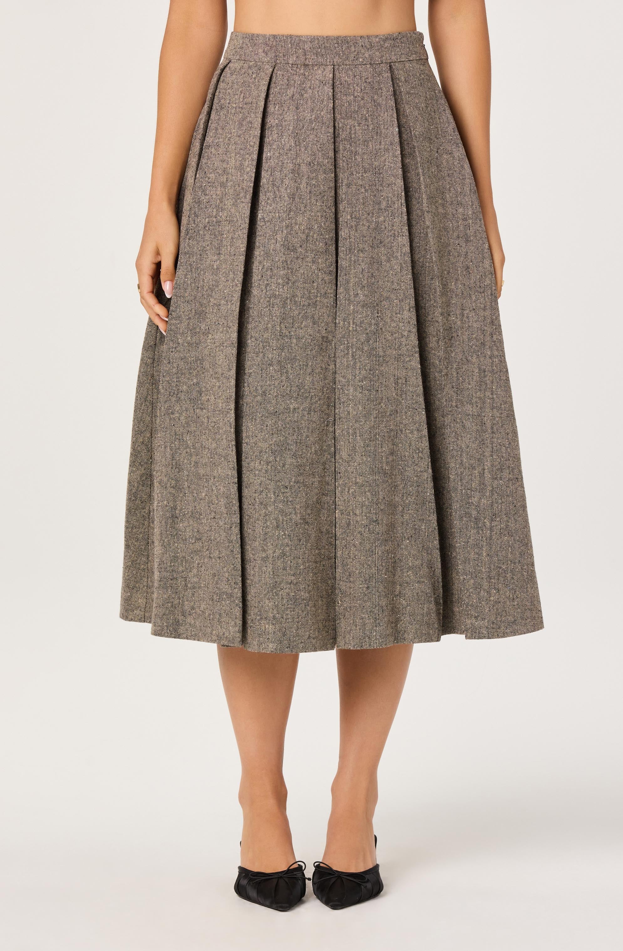 Wide Pleat Midi Skirt