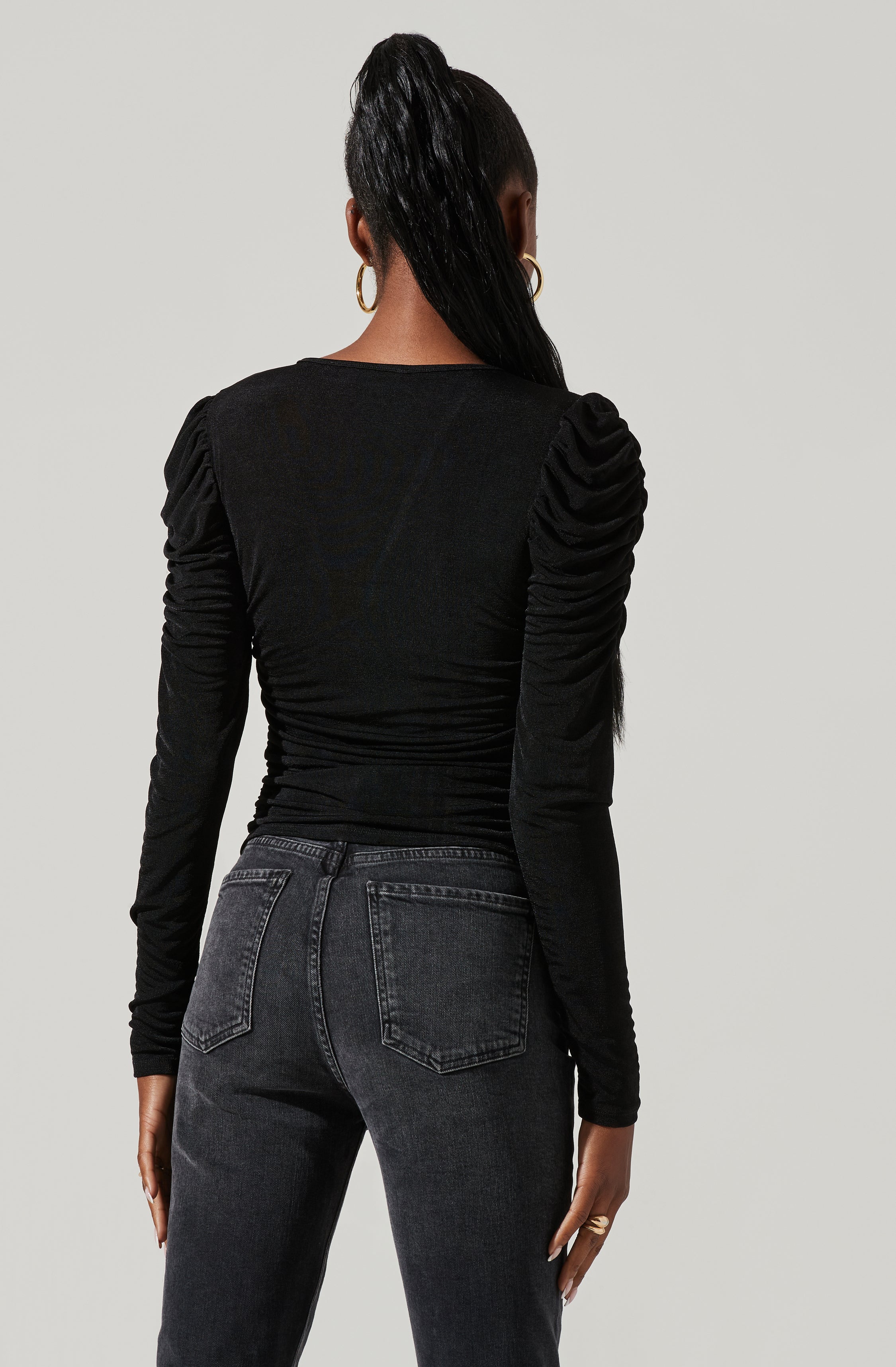 Ruched Front Long Sleeve Top