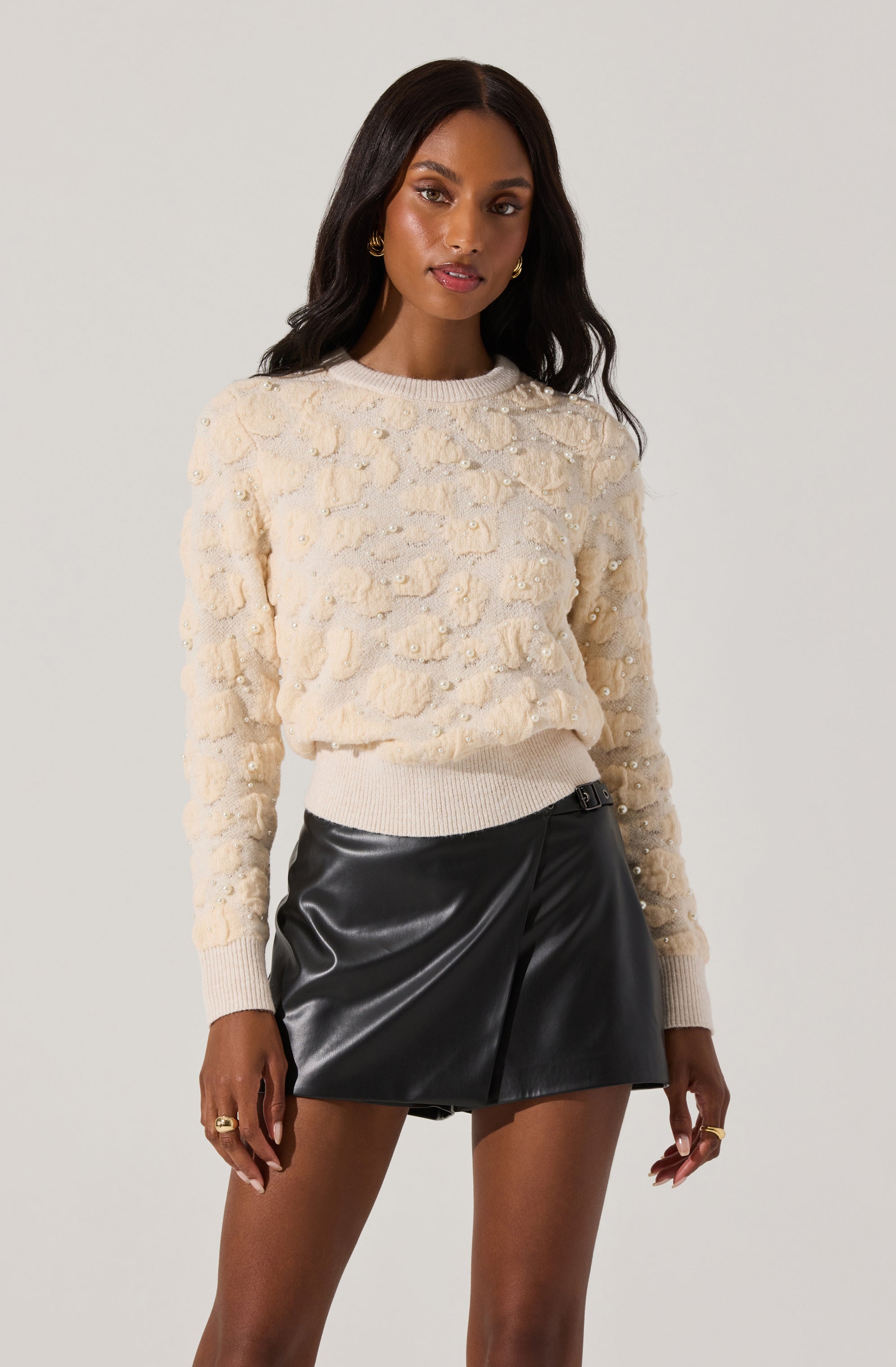 Pearl Textured Knit Sweater
