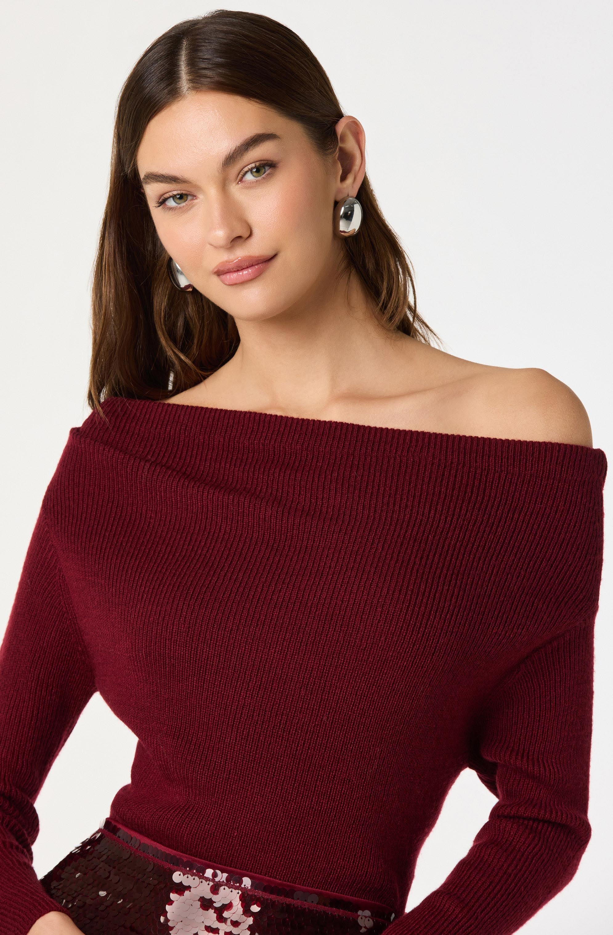 One Shoulder Ribbed Knit Top