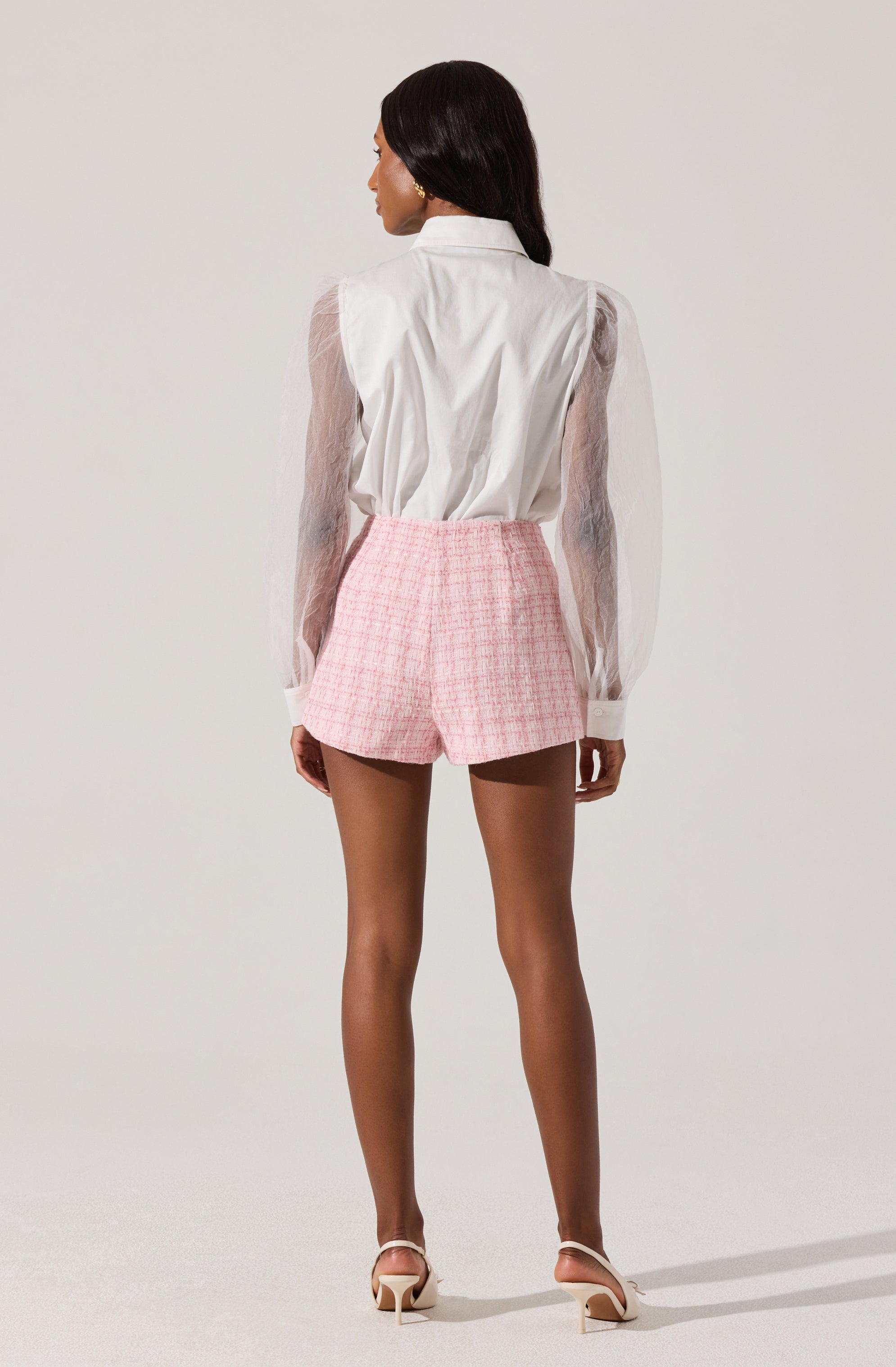 Sheer Sleeve Button Up Shirt