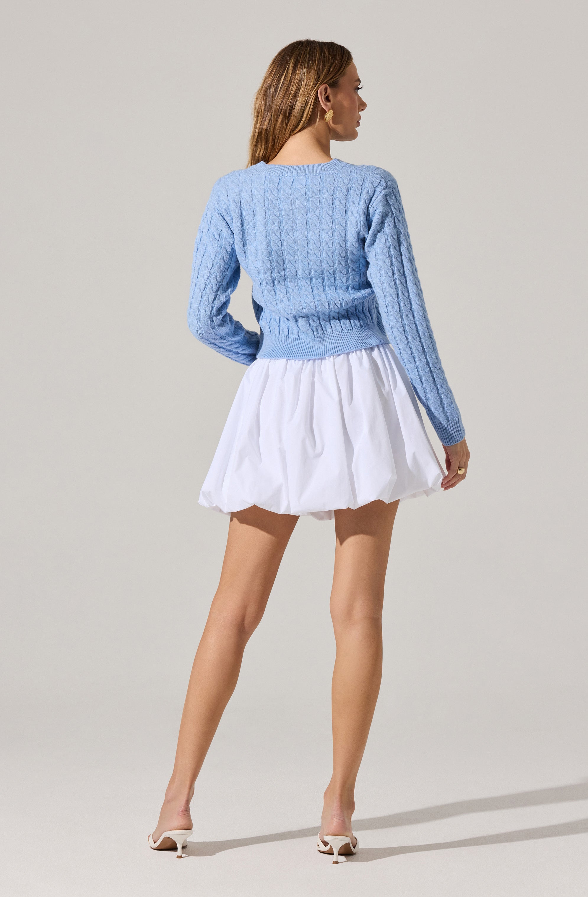 Pearl Button Cable Knit Cardigan