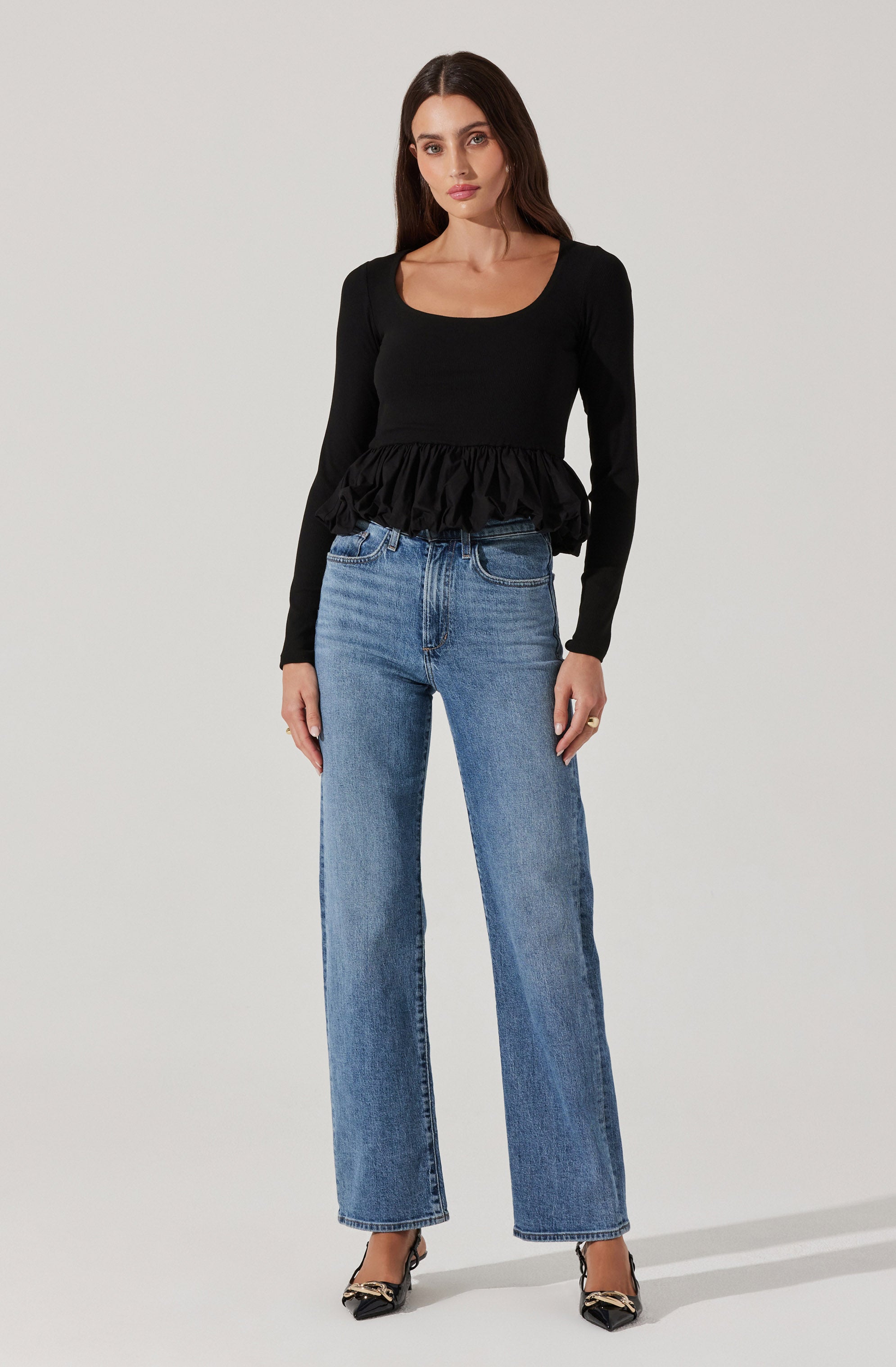 Bubble Hem Peplum Top