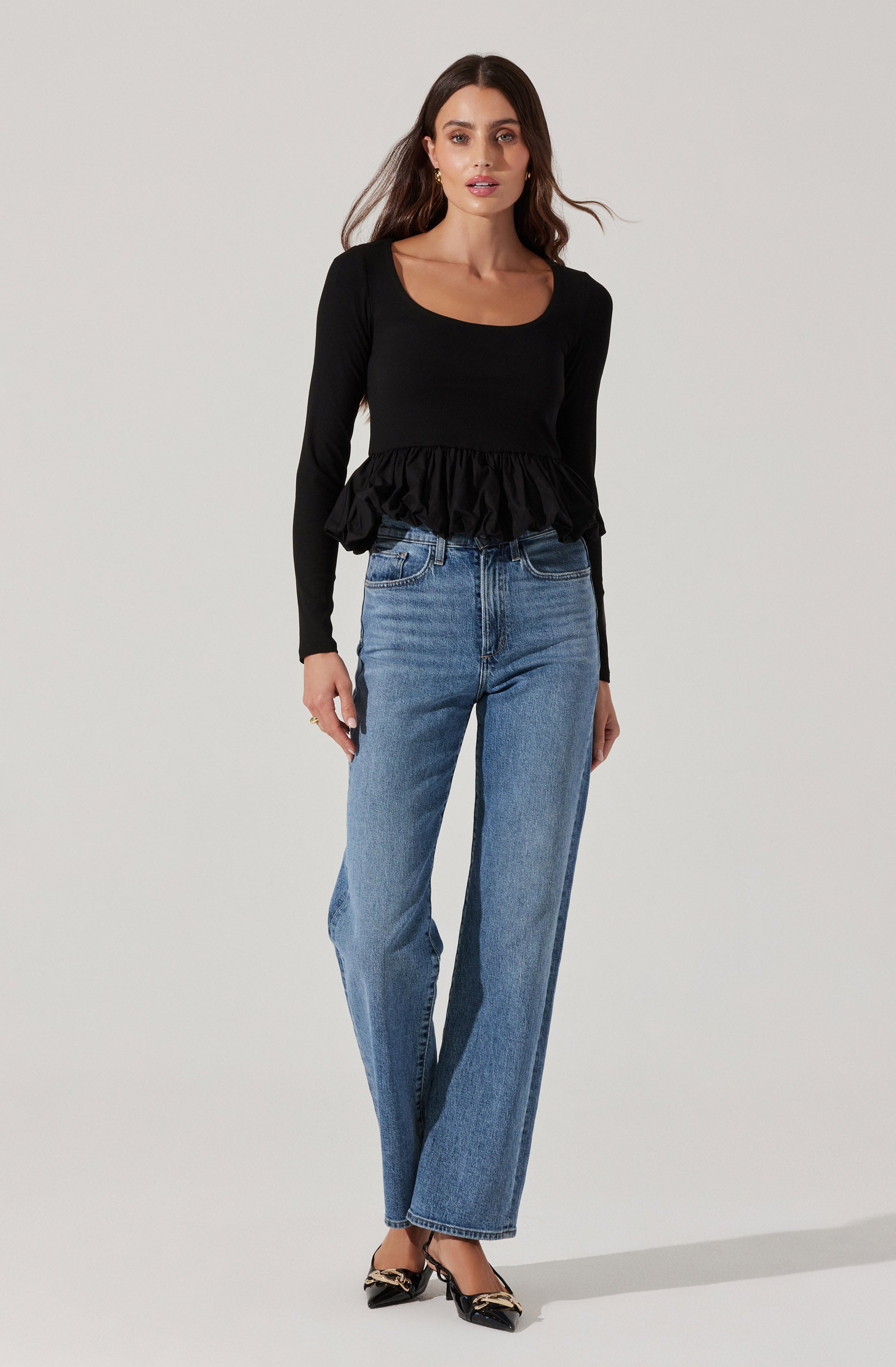 Bubble Hem Peplum Top