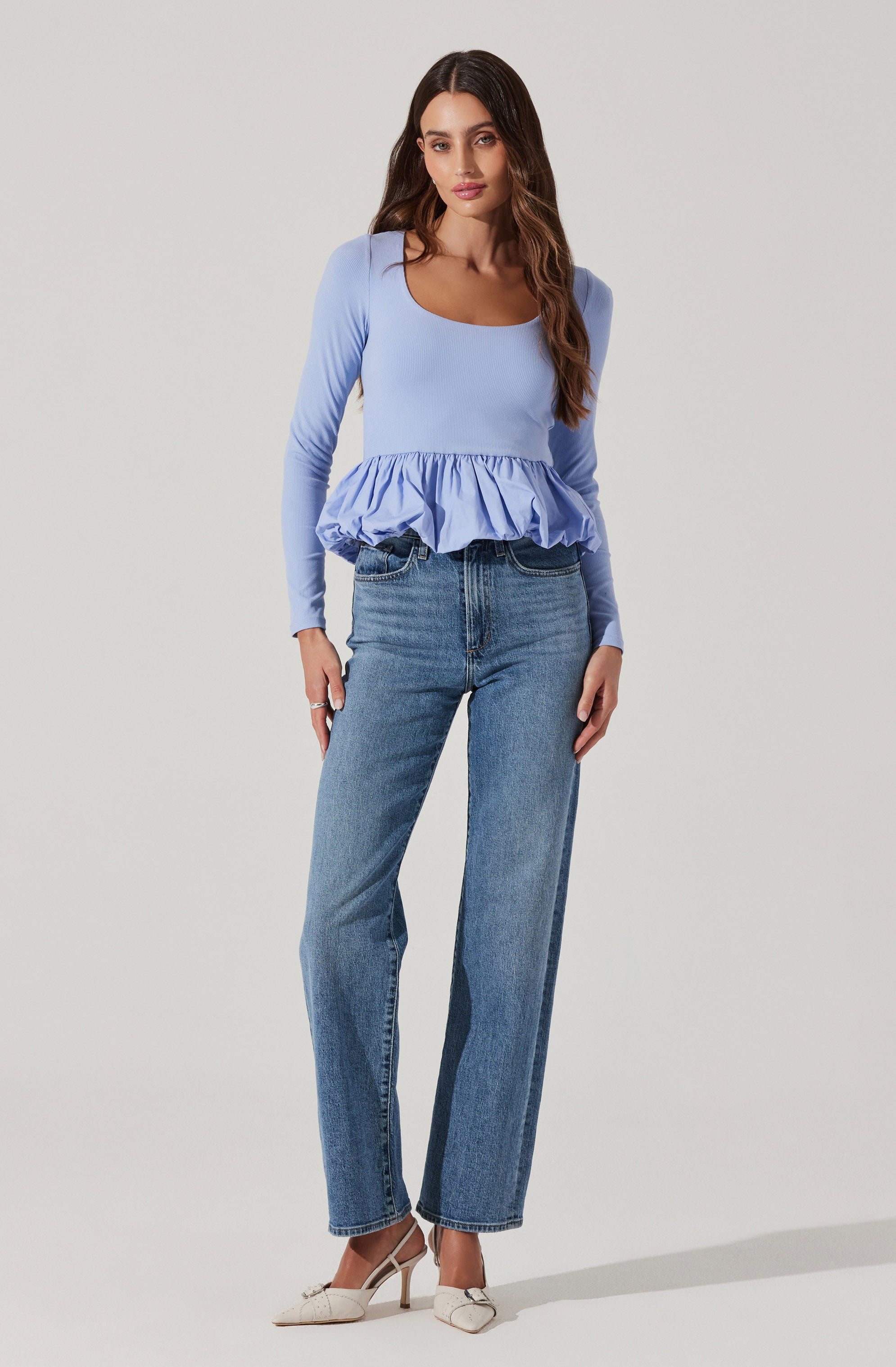 Bubble Hem Peplum Top