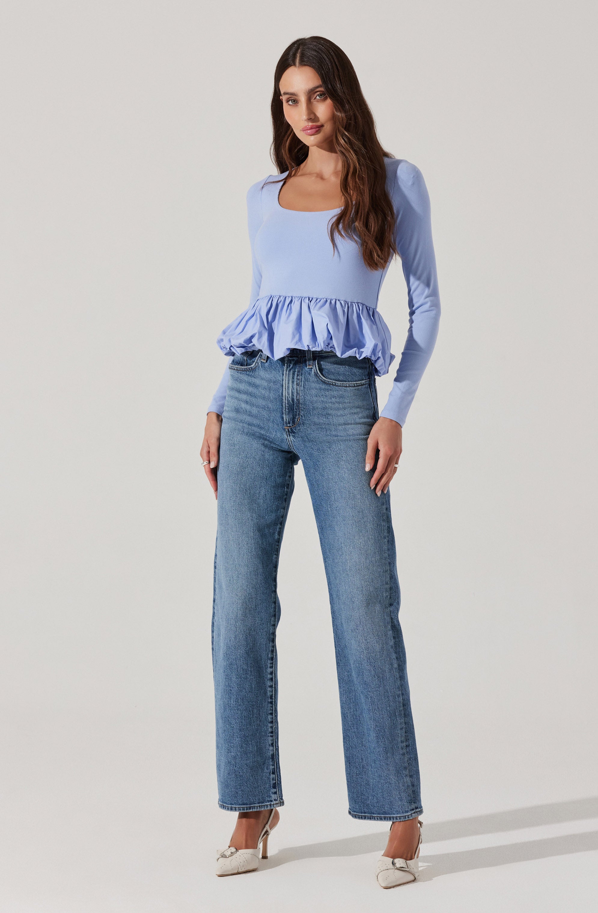 Bubble Hem Peplum Top