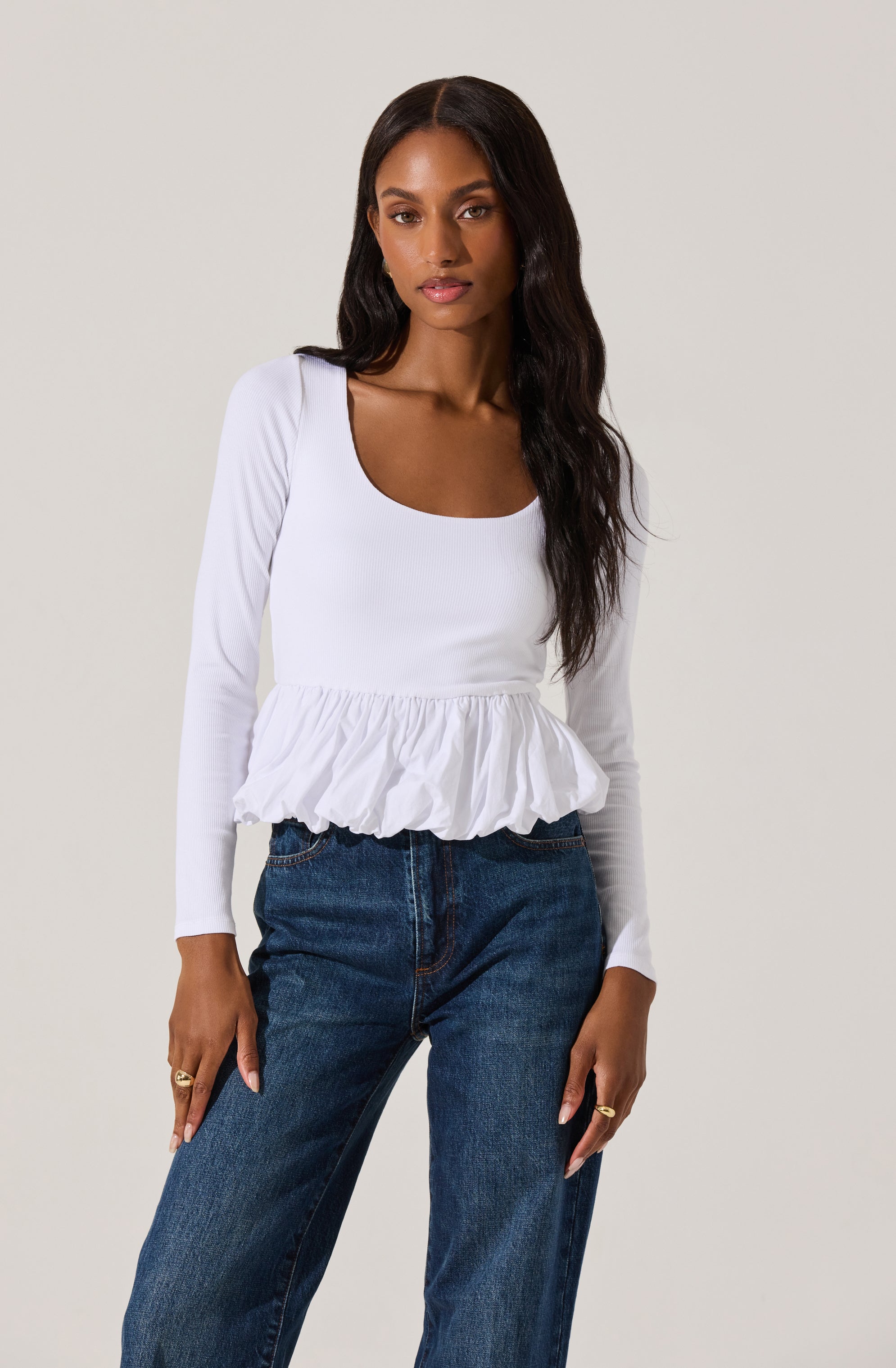 Bubble Hem Peplum Top