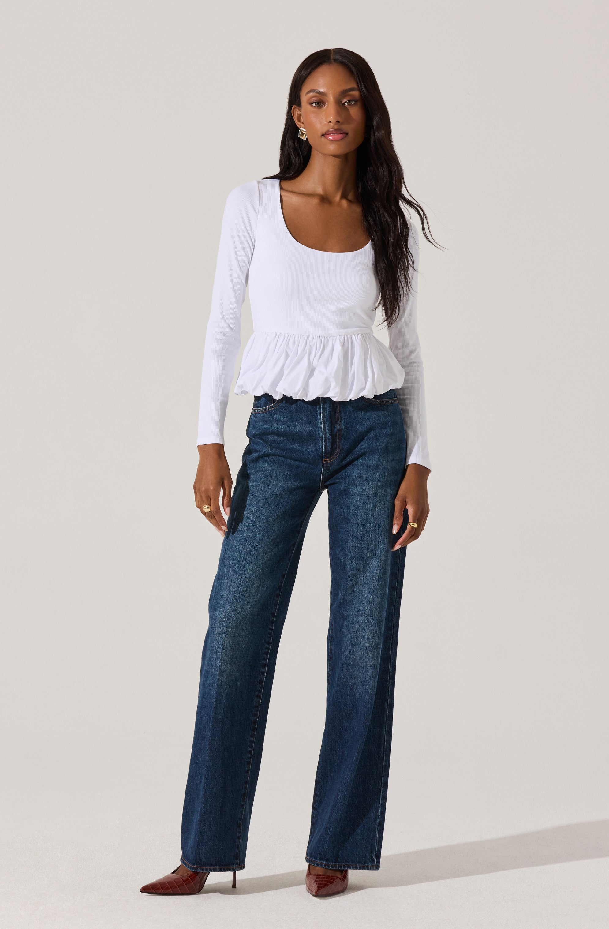 Bubble Hem Peplum Top