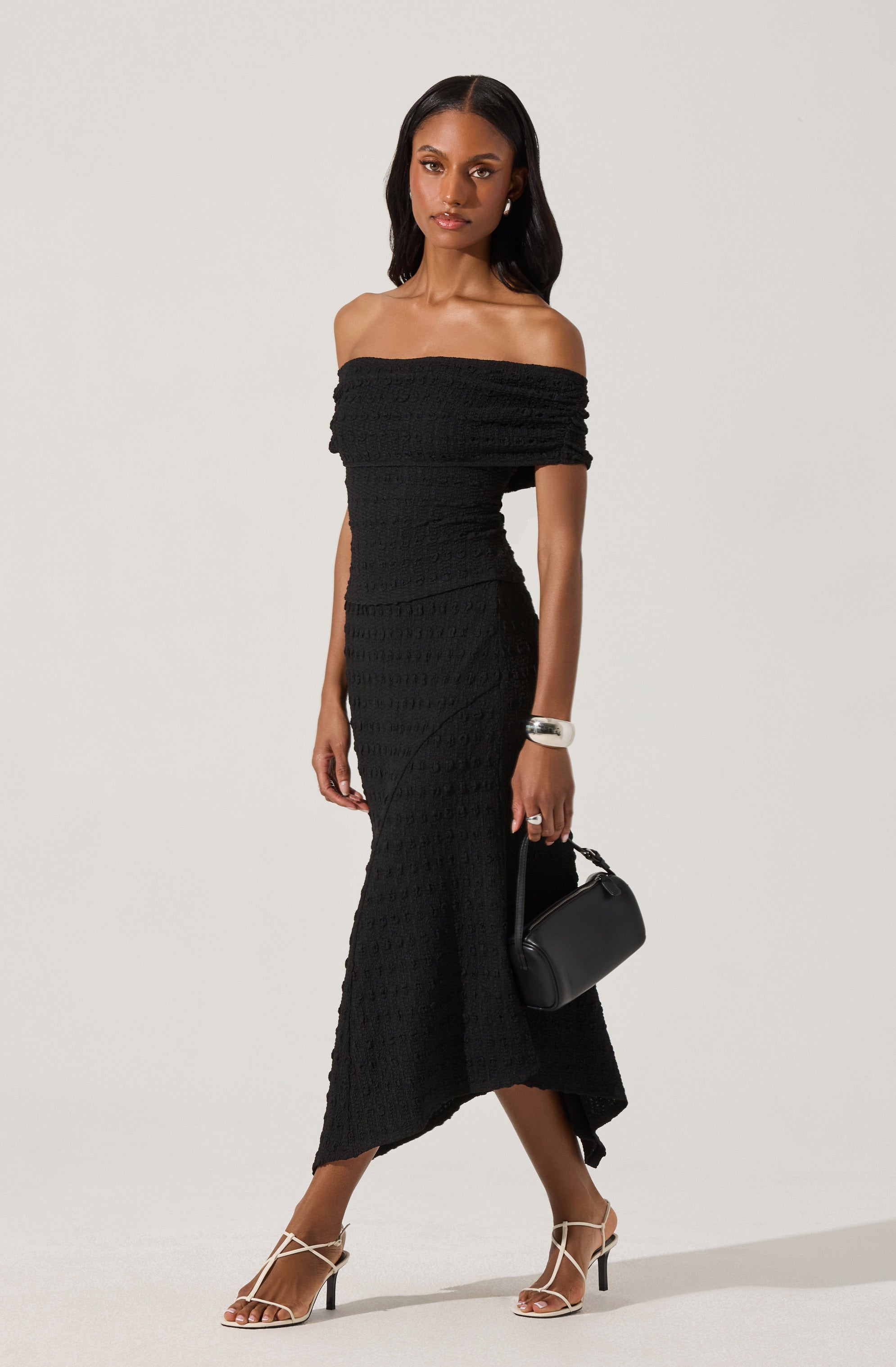 Off Shoulder Textured Knit Top