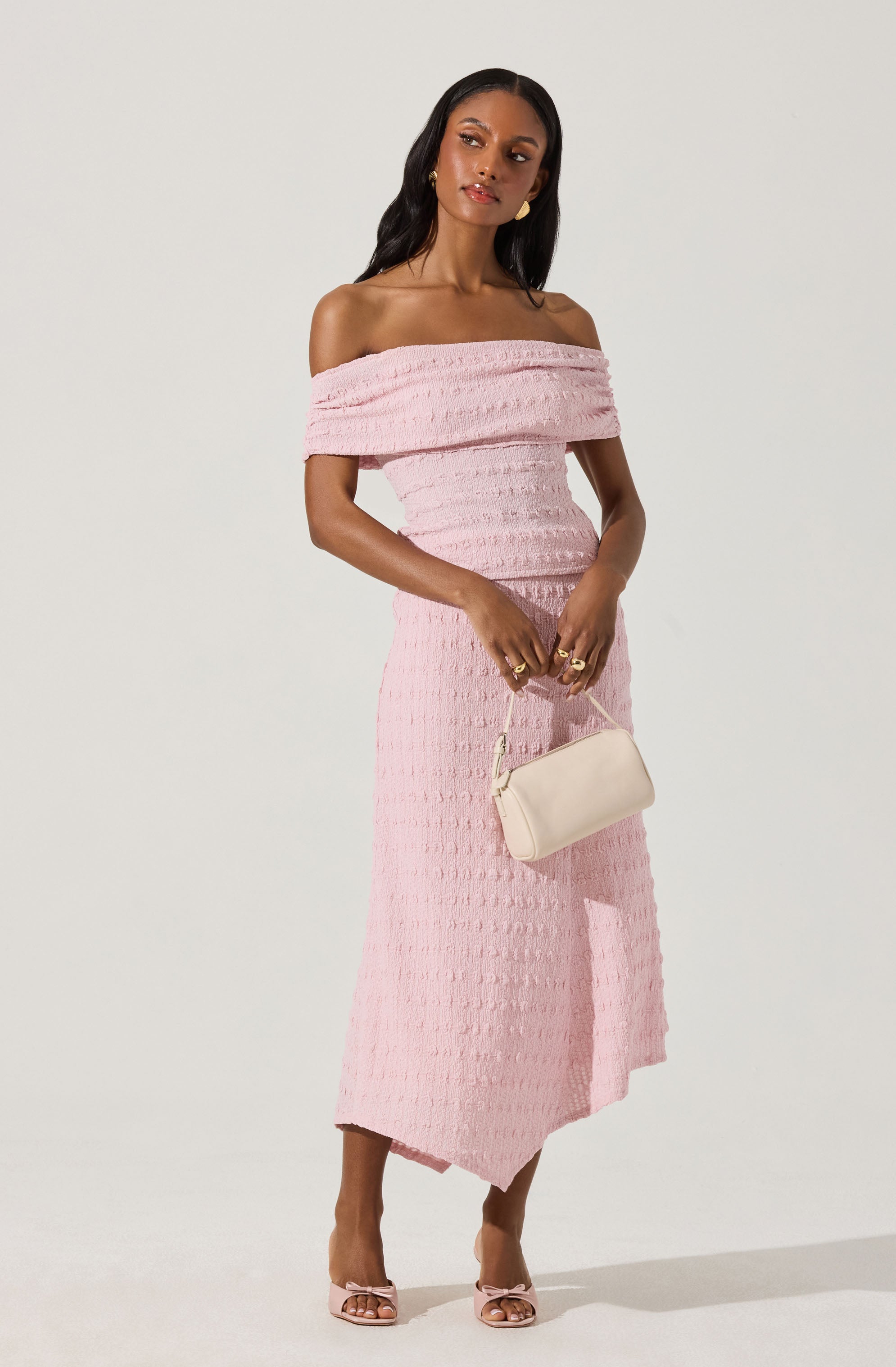 Off Shoulder Textured Knit Top