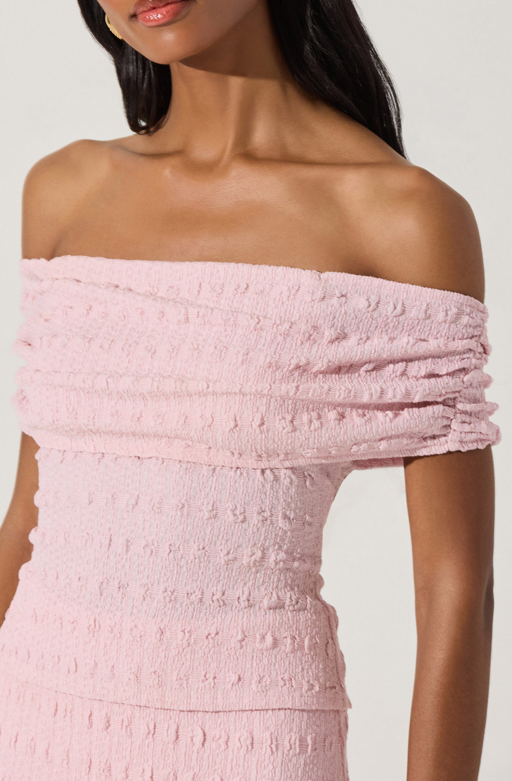 Off Shoulder Textured Knit Top