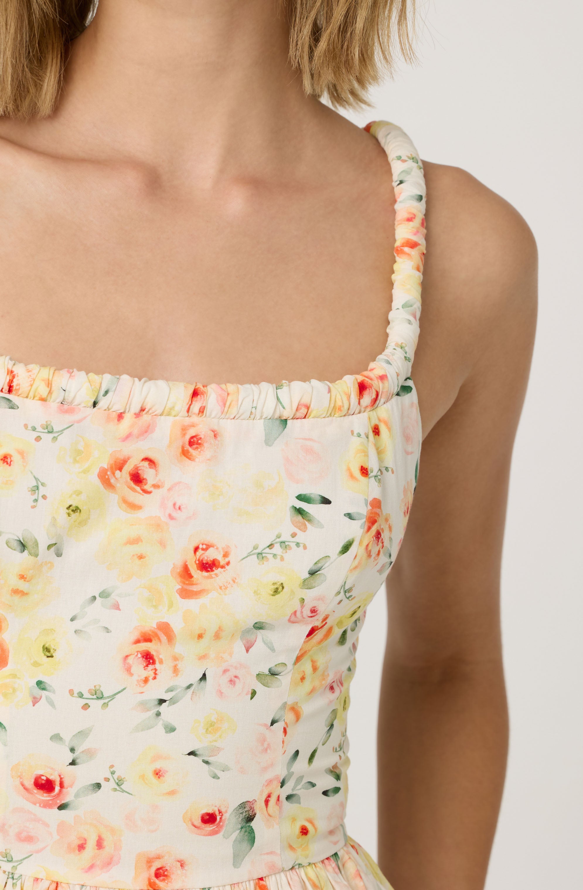 Floral Bubble Hem Peplum Top